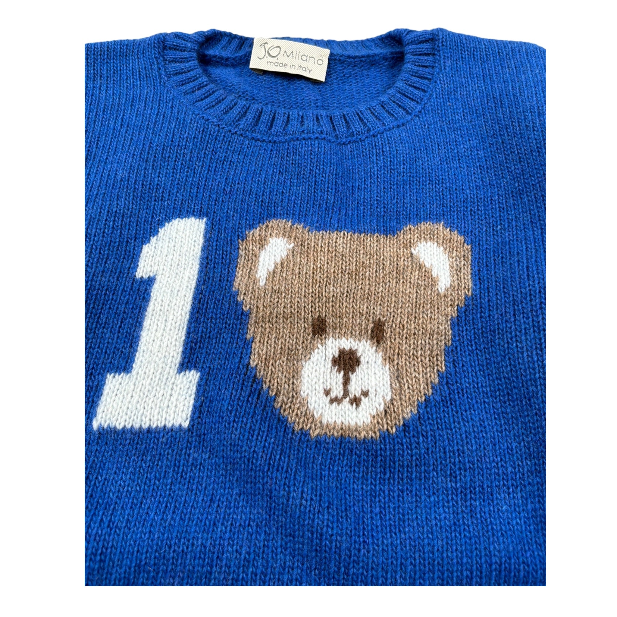 J.O. Milano Maglia Girocollo tinta unita con Ricami Blu per Bambino 563A1OJ BLU J.O. MILANO 