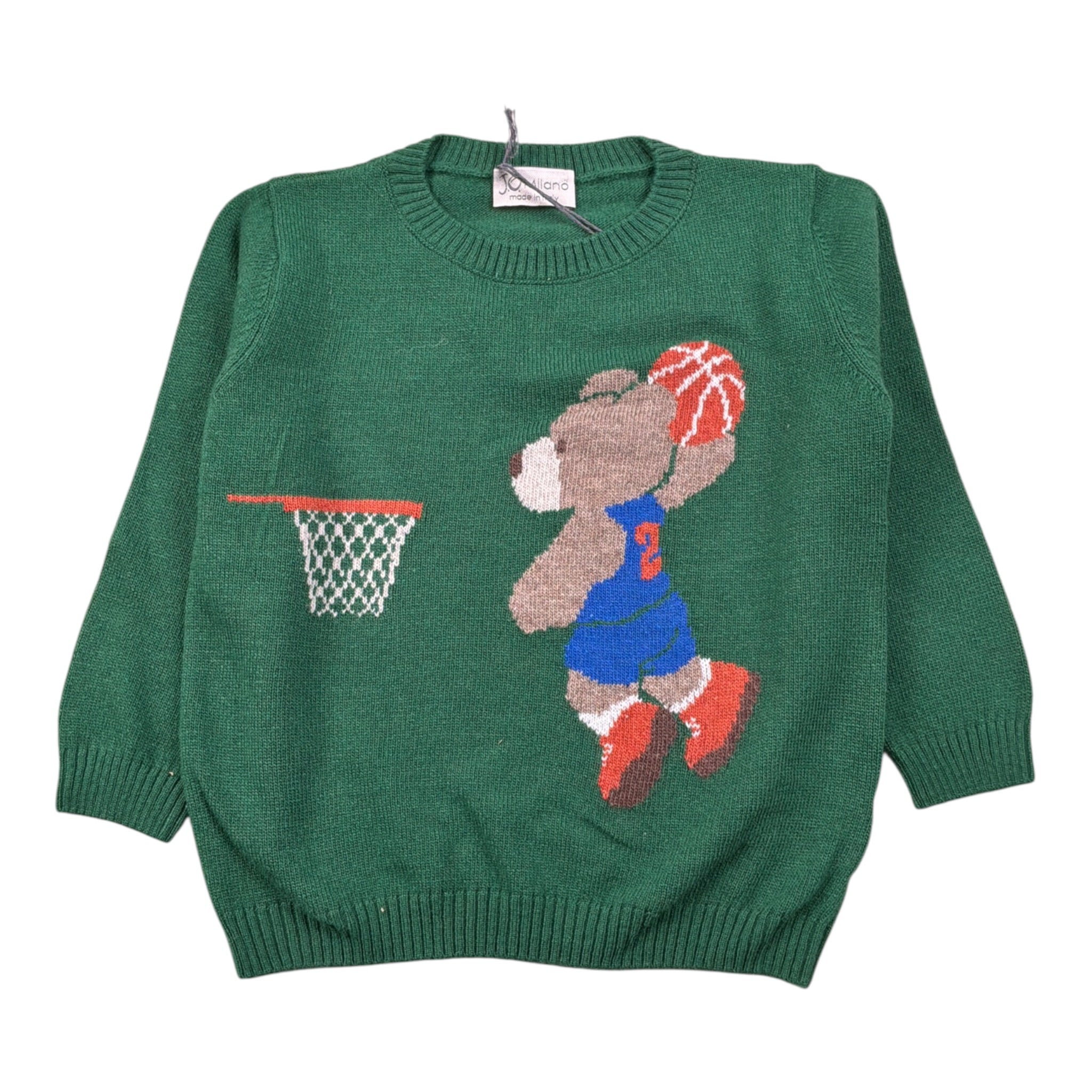 J.O. Milano Maglia tinta unita con Stampa Verde per Bambino 563I2 VERDE J.O. MILANO 