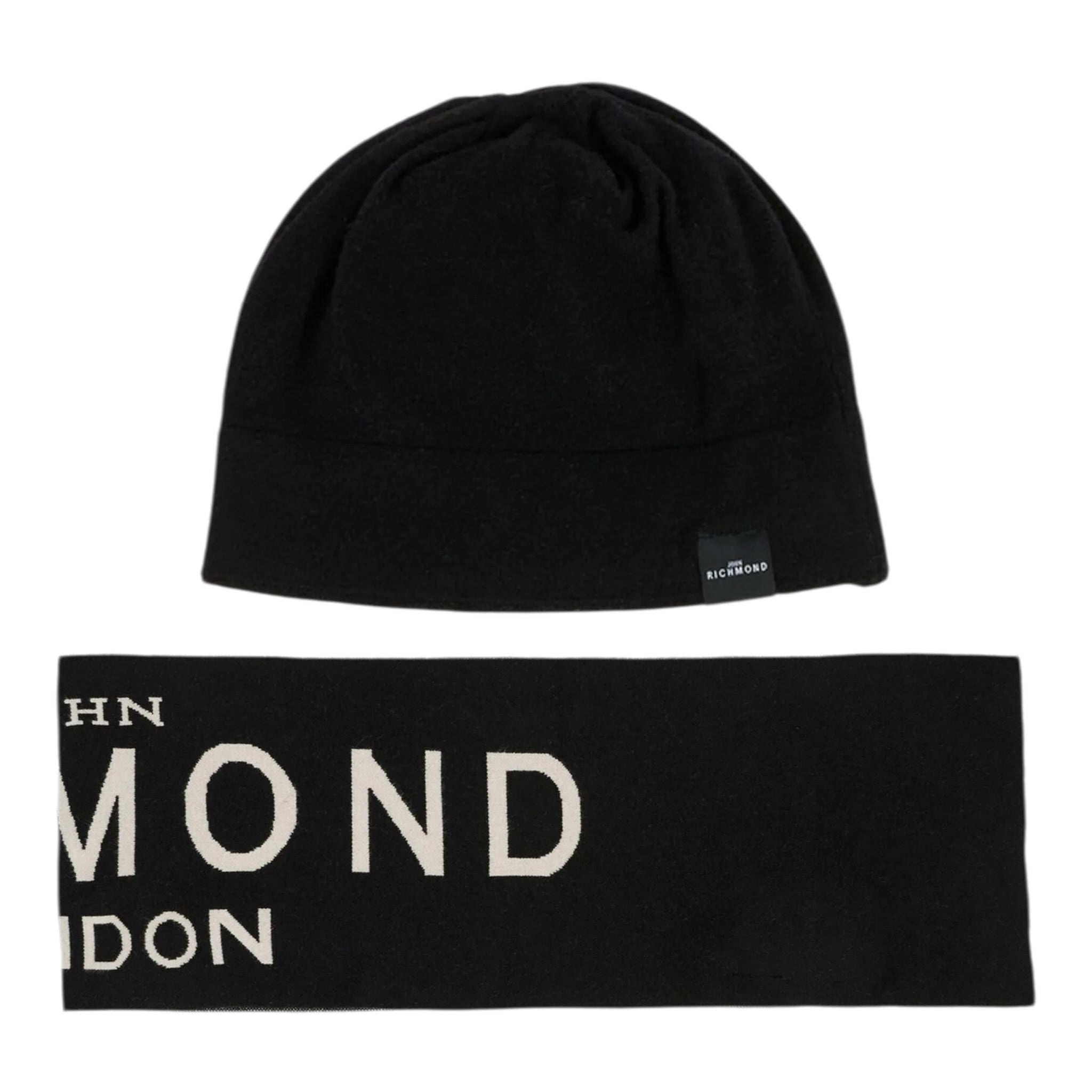 John Richmond Set Cappello-Sciarpa tinta unita Nero per Bambino RBA25017HS NERO JOHN RICHMOND 