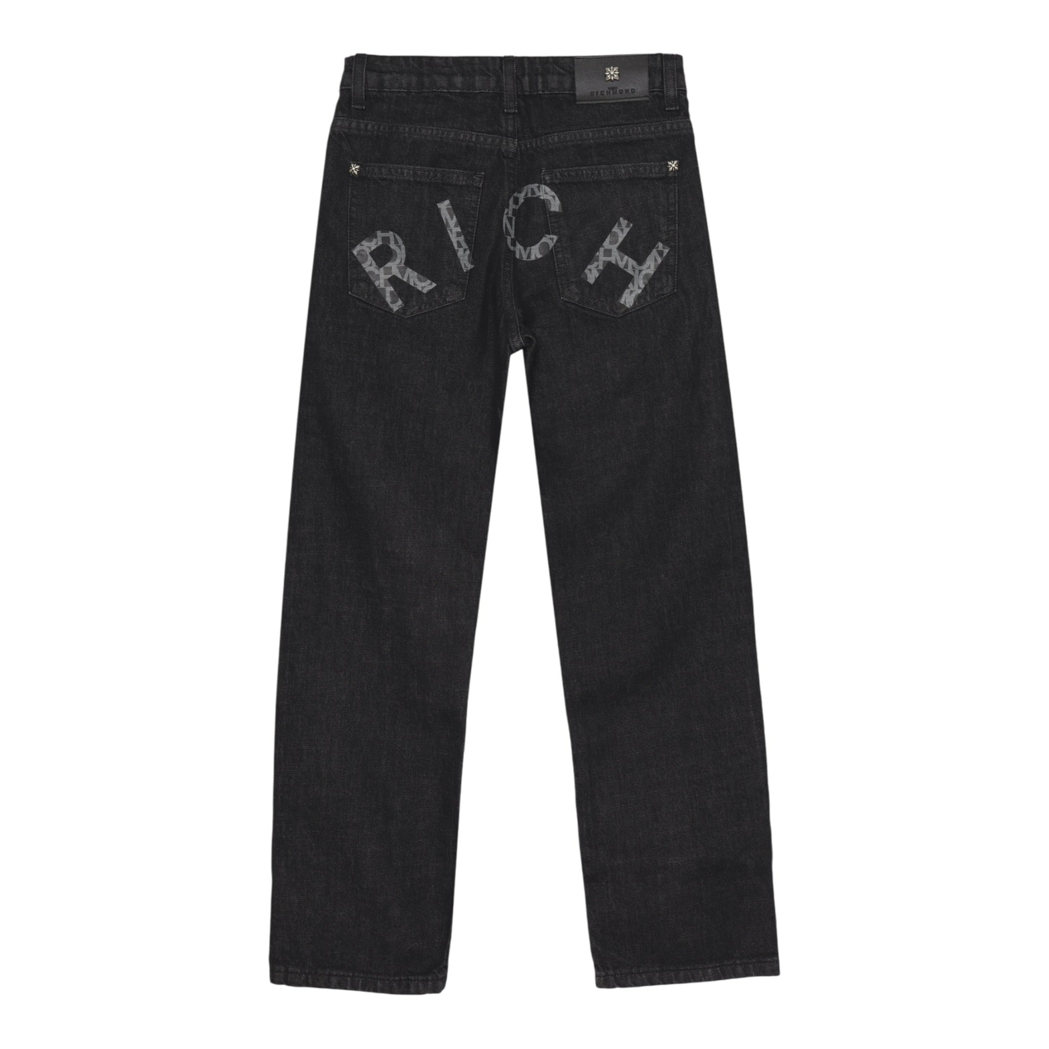 John Richmond Jeans tinta unita con Logo Nero per Bambino RBA25226JEX NERO JOHN RICHMOND 
