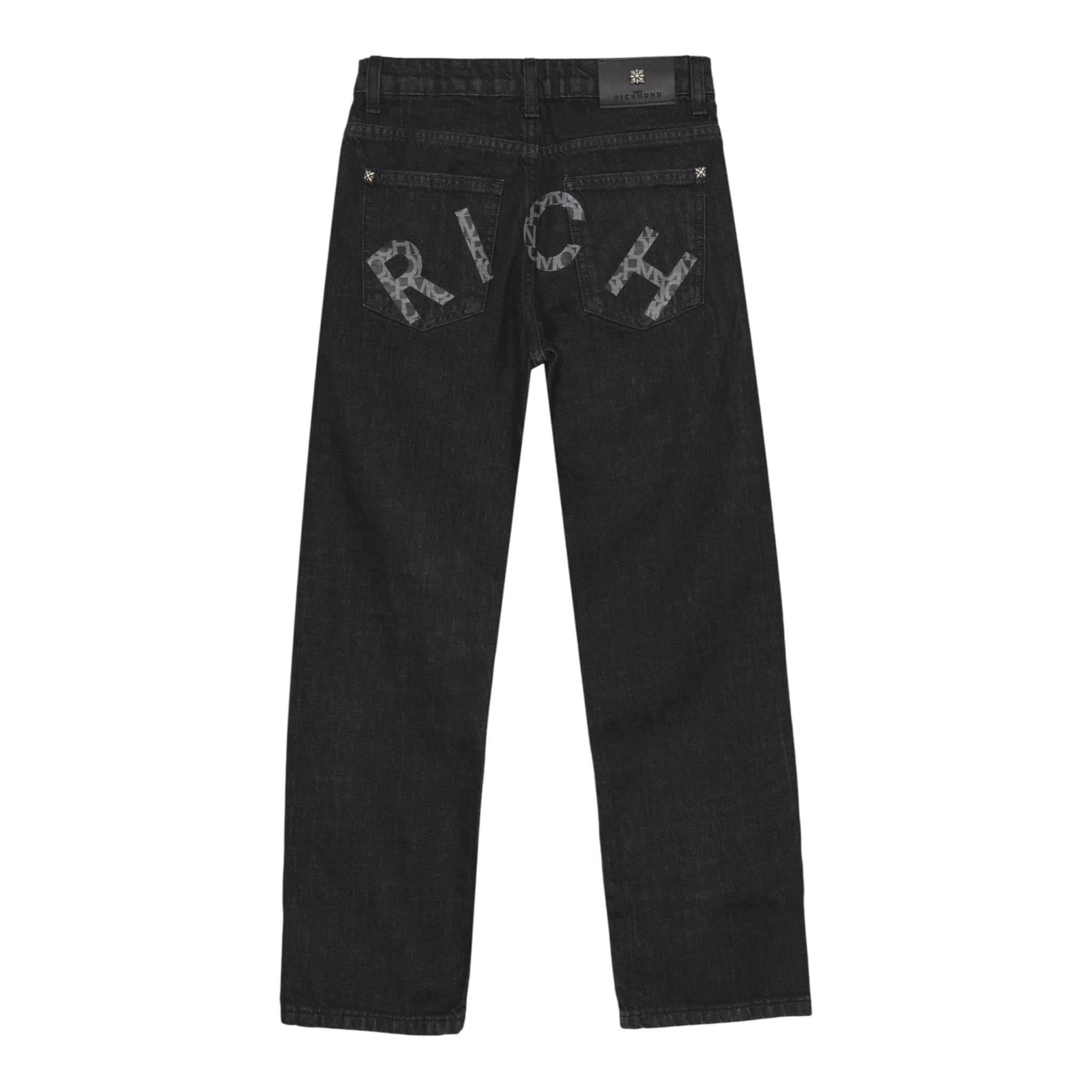 John Richmond Jeans tinta unita con Logo Nero per Bambino RBA25226JEXXX NERO JOHN RICHMOND 