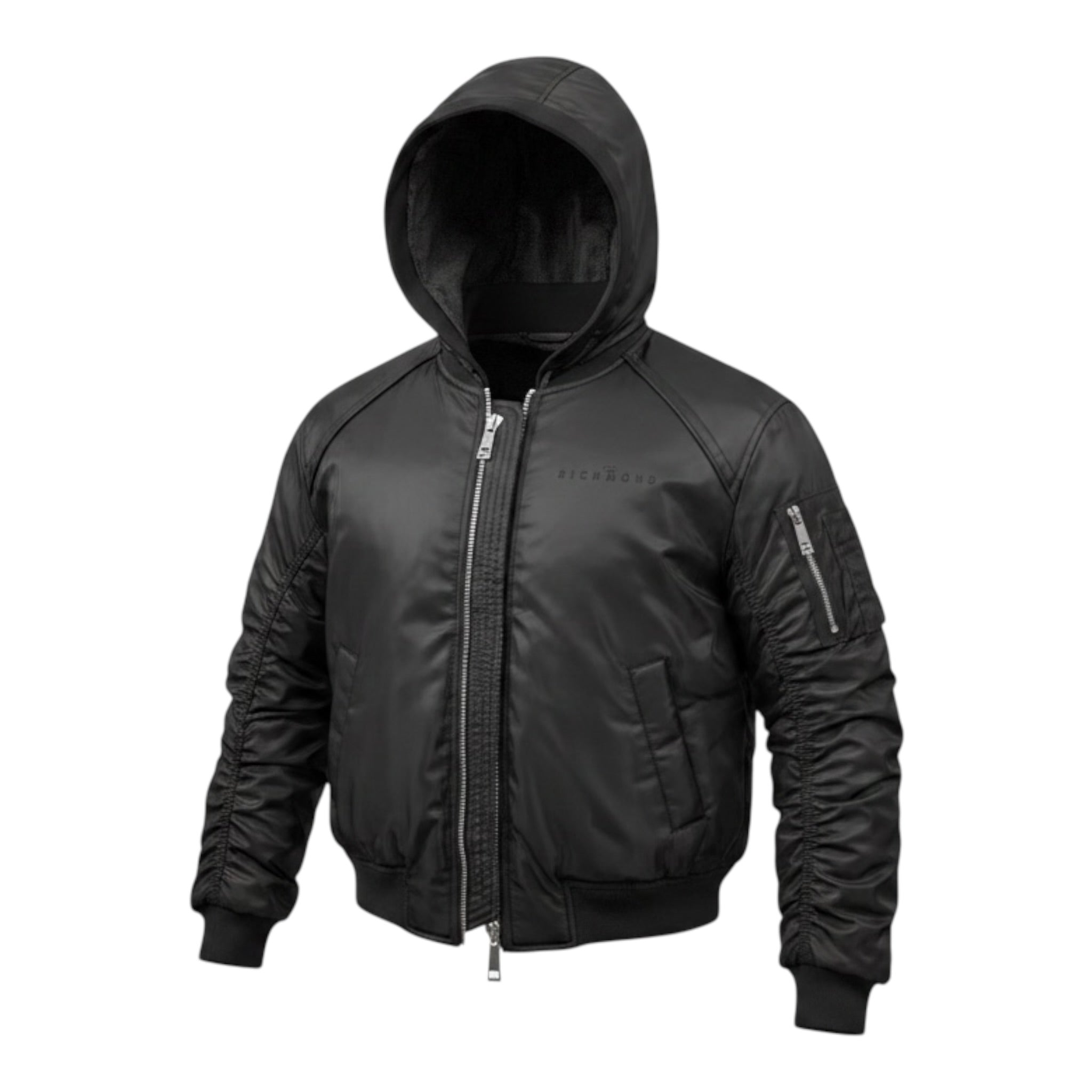 John Richmond Giubbino tinta unita con Zip E Cappuccio Nero per Bambino RBA26028GB NERO JOHN RICHMOND 