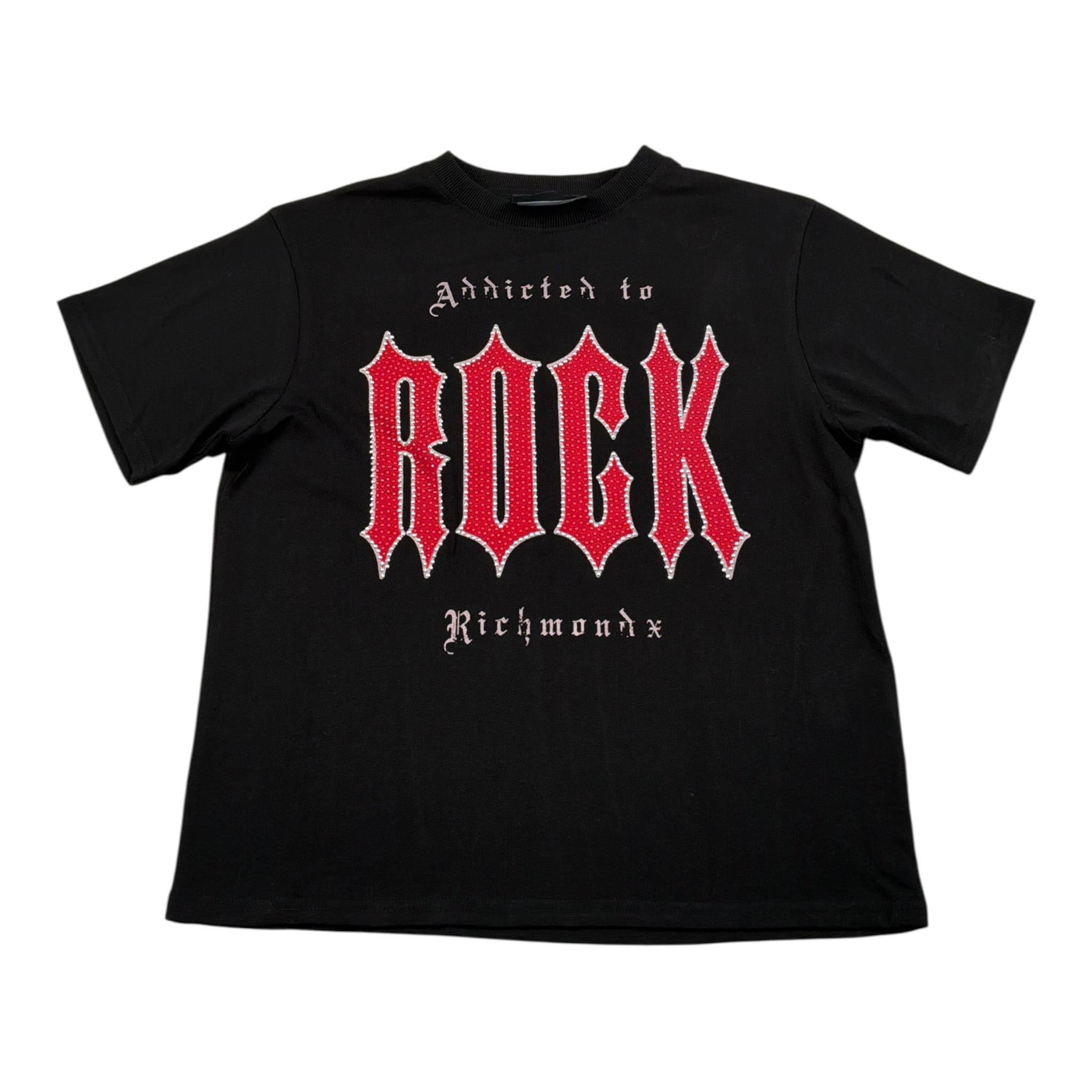 John Richmond T-Shirt tinta unita con Brillantini Nero per Bambina RBA26038TS NERO JOHN RICHMOND 