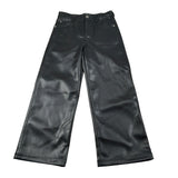 John Richmond Pantalone tinta unita Modello Palazzo In Ecopelle Nero per Bambina RBA26067PA NERO JOHN RICHMOND 