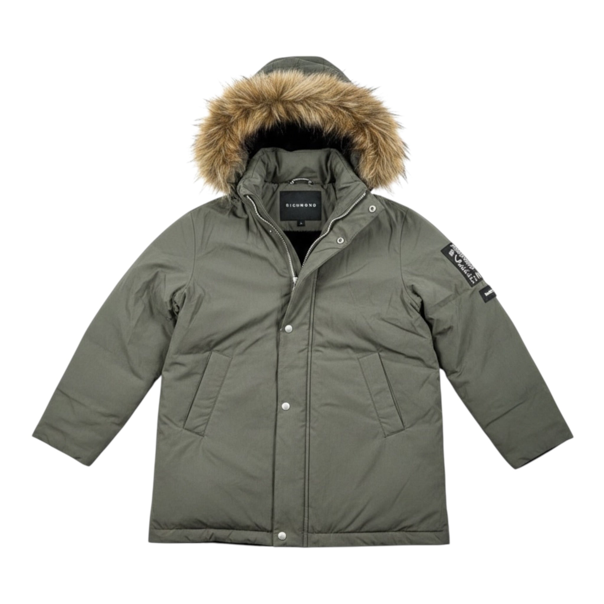 John Richmond Giubbino tinta unita con Zip E Cappuccio Verde per Bambino RBA26088PK VERDE JOHN RICHMOND 