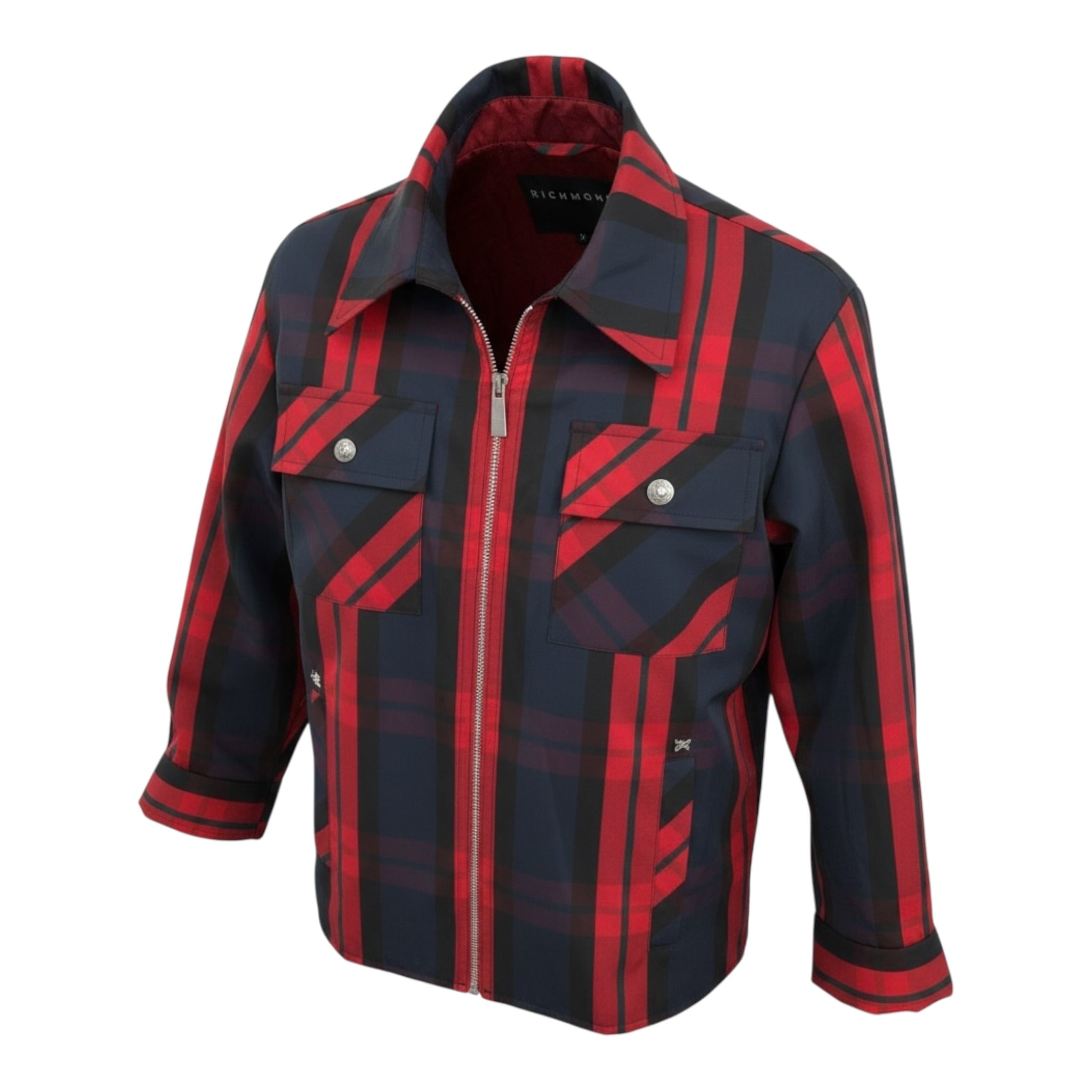 John Richmond Camicia Bicolore con Zip E Fantasia A Righe Rosso per Bambino RBA26089GB ROSSO JOHN RICHMOND 