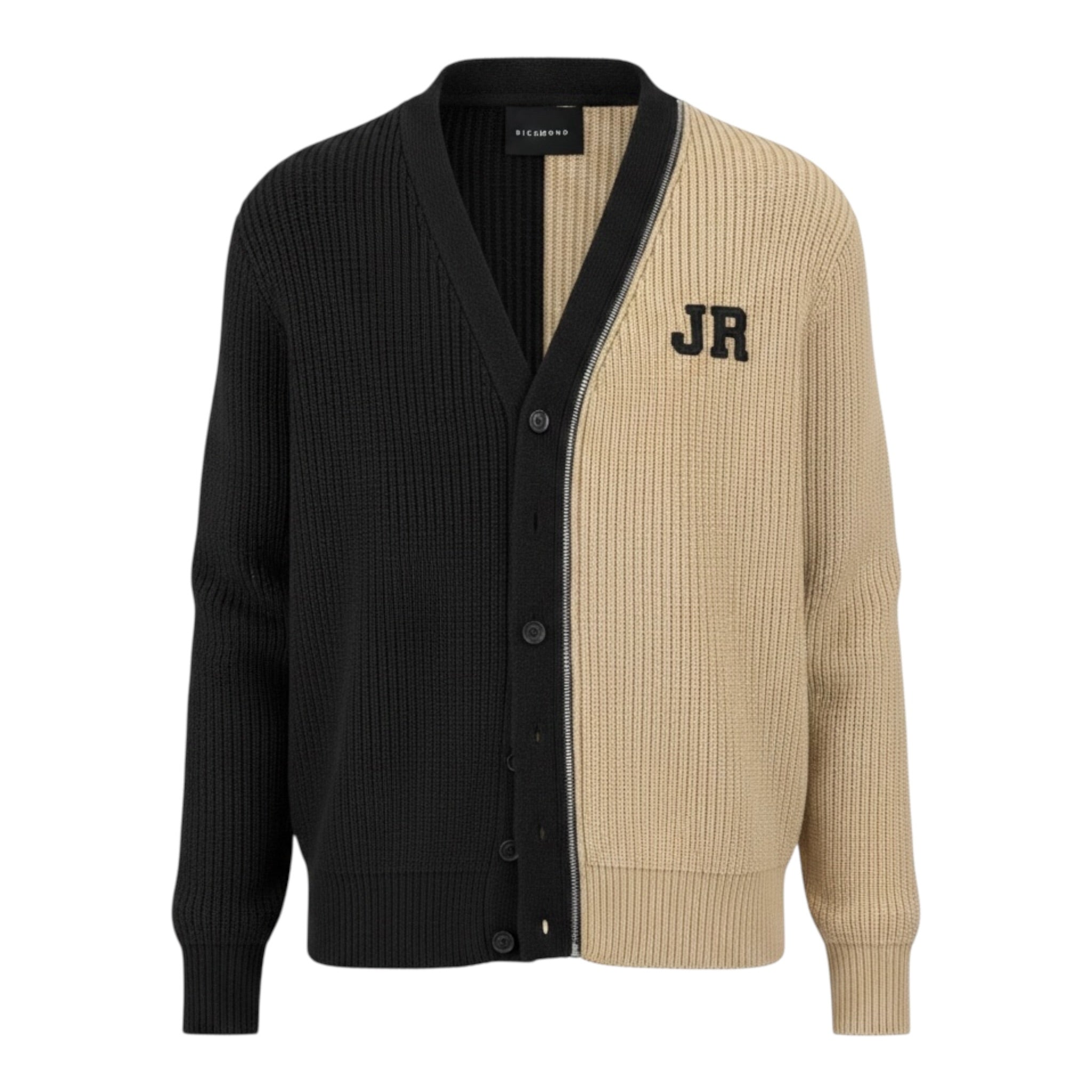 John Richmond Cardigan Bicolore con Bottoni Nero/Beige per Bambino RBA26093CD NERO/BEIGE JOHN RICHMOND 