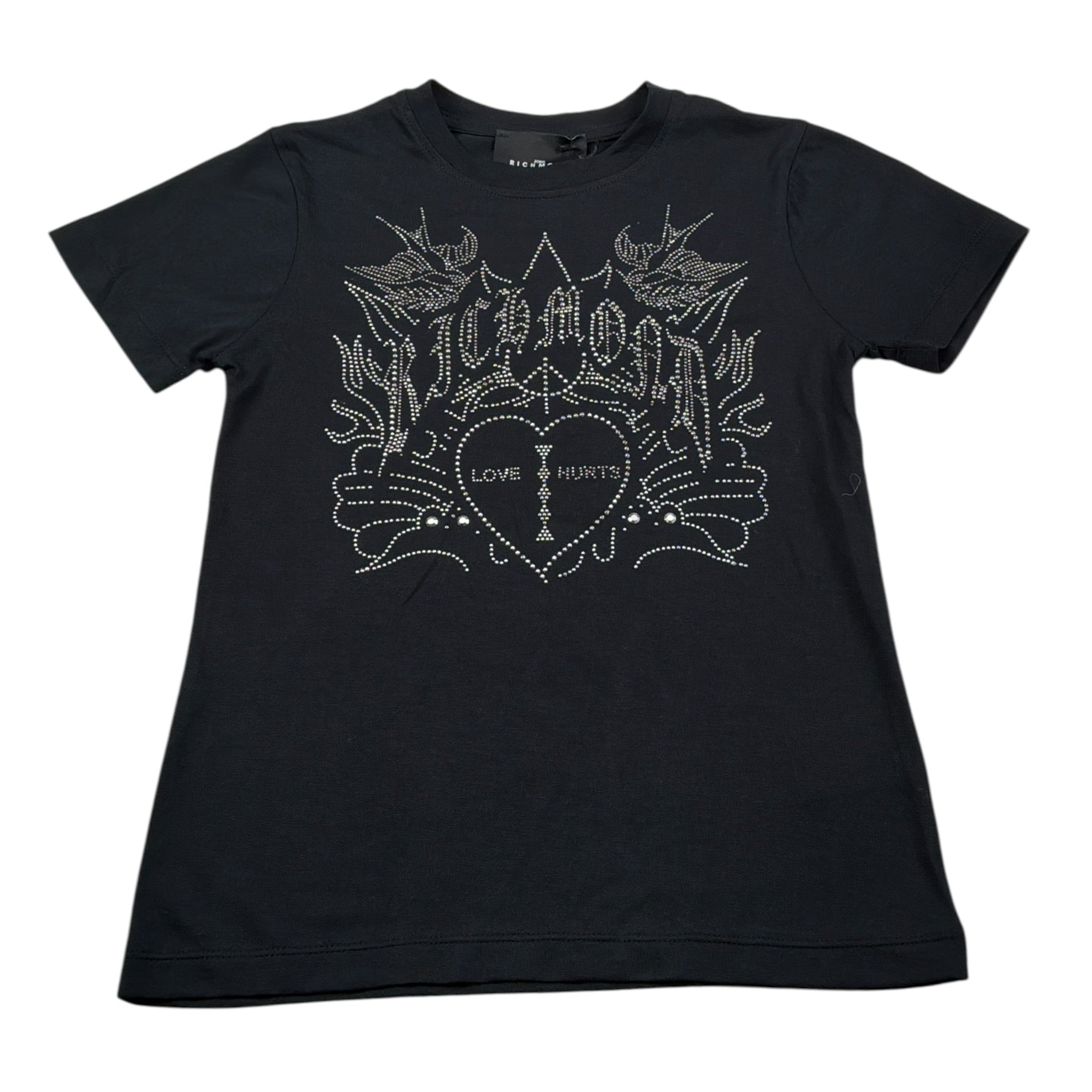 John Richmond T-Shirt Girocollo tinta unita Brillantinato Nero per Bambina RBA26159TS NERO JOHN RICHMOND 