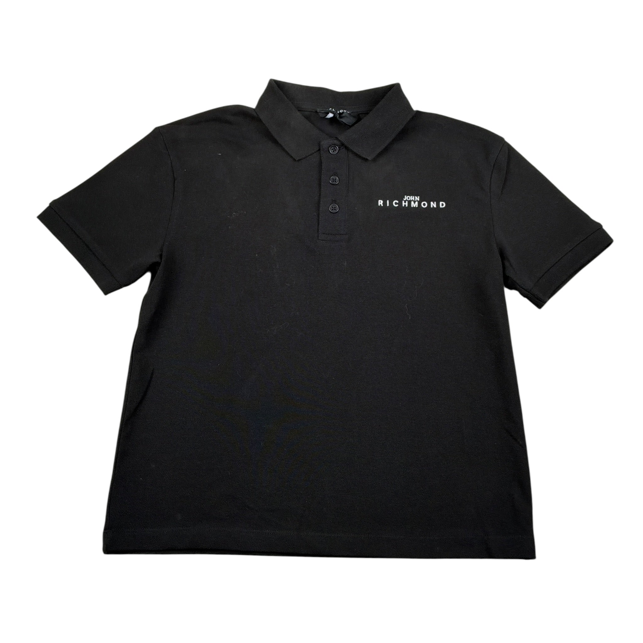 John Richmond Polo Mezza Manica tinta unita con Logo Nero per Bambino RBA26160PO NERO JOHN RICHMOND 