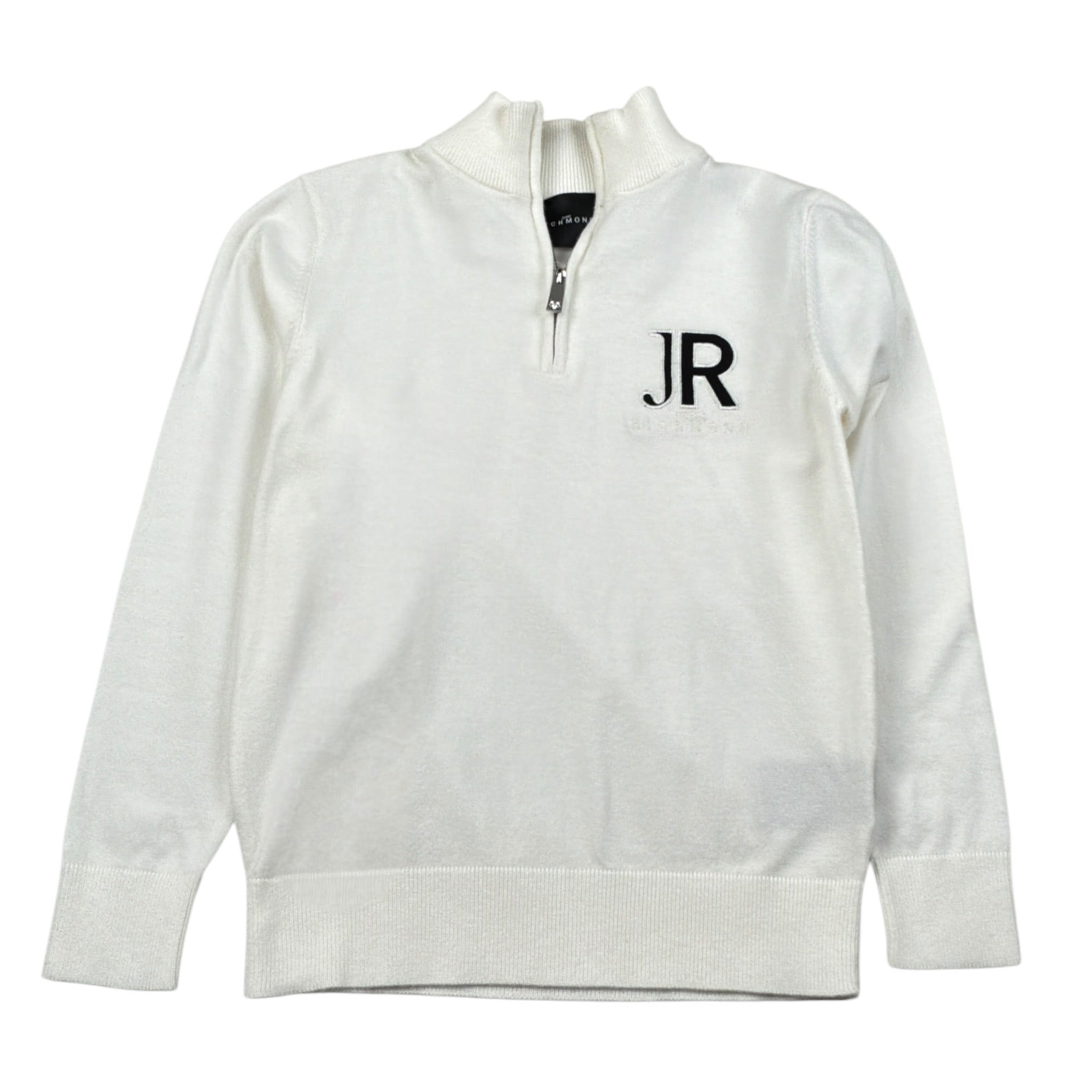 John Richmond Maglia tinta unita con Zip E Logo Bianco per Bambino RBA26170LU BIANCO JOHN RICHMOND 