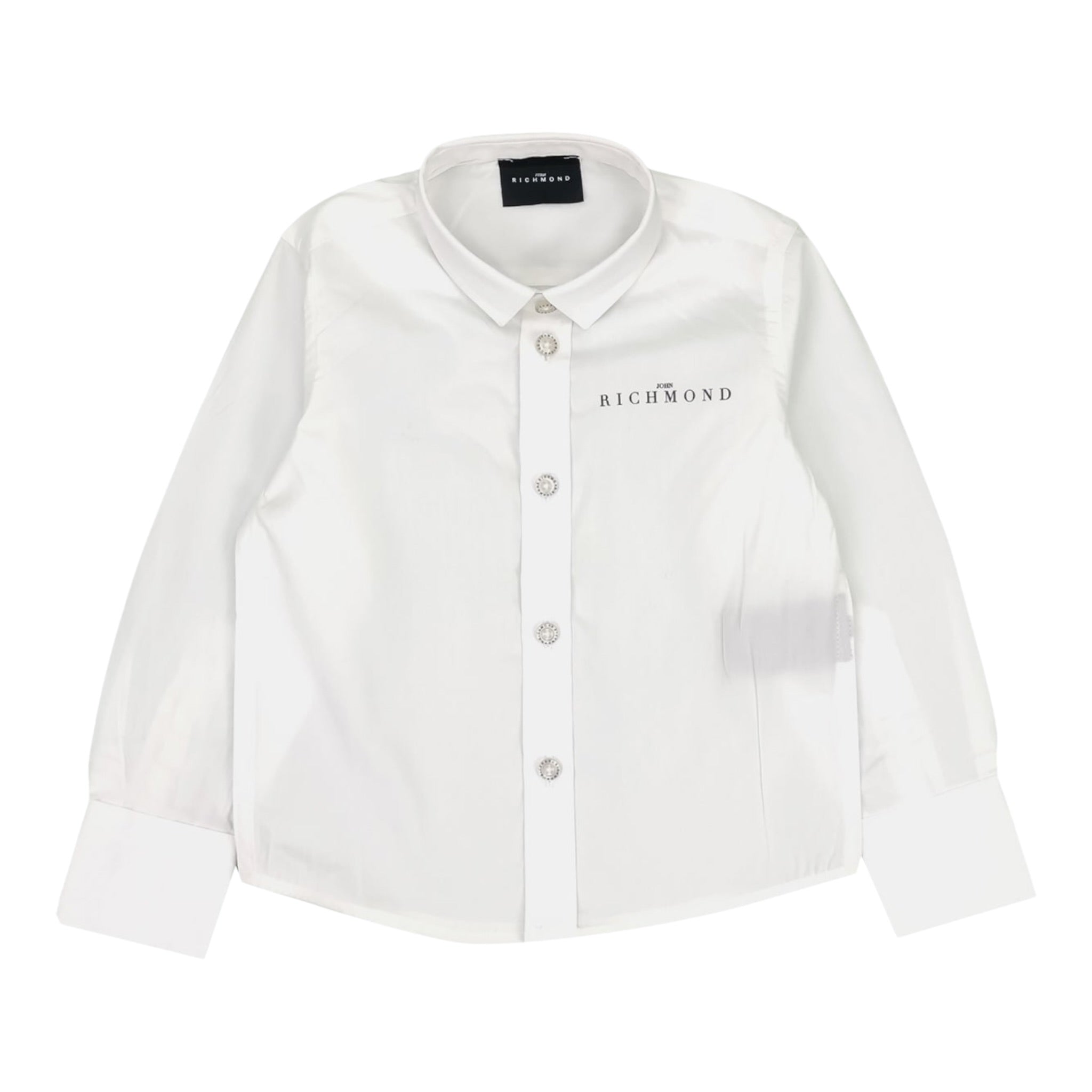 John Richmond Camicia Manica Lunga tinta unita con Logo Bianco per Bambino RBP24105CA BIANCO JOHN RICHMOND 