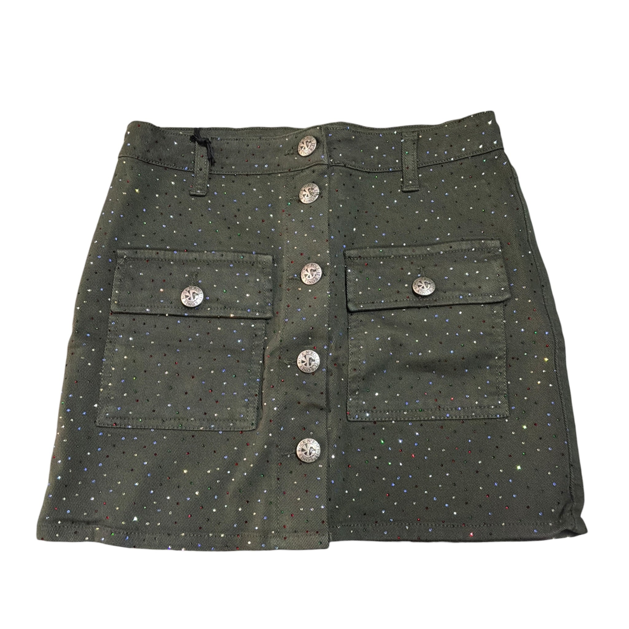 John Richmond Gonna tinta unita con Brillantini Verde per Bambina RGA25143GOX VERDE JOHN RICHMOND 