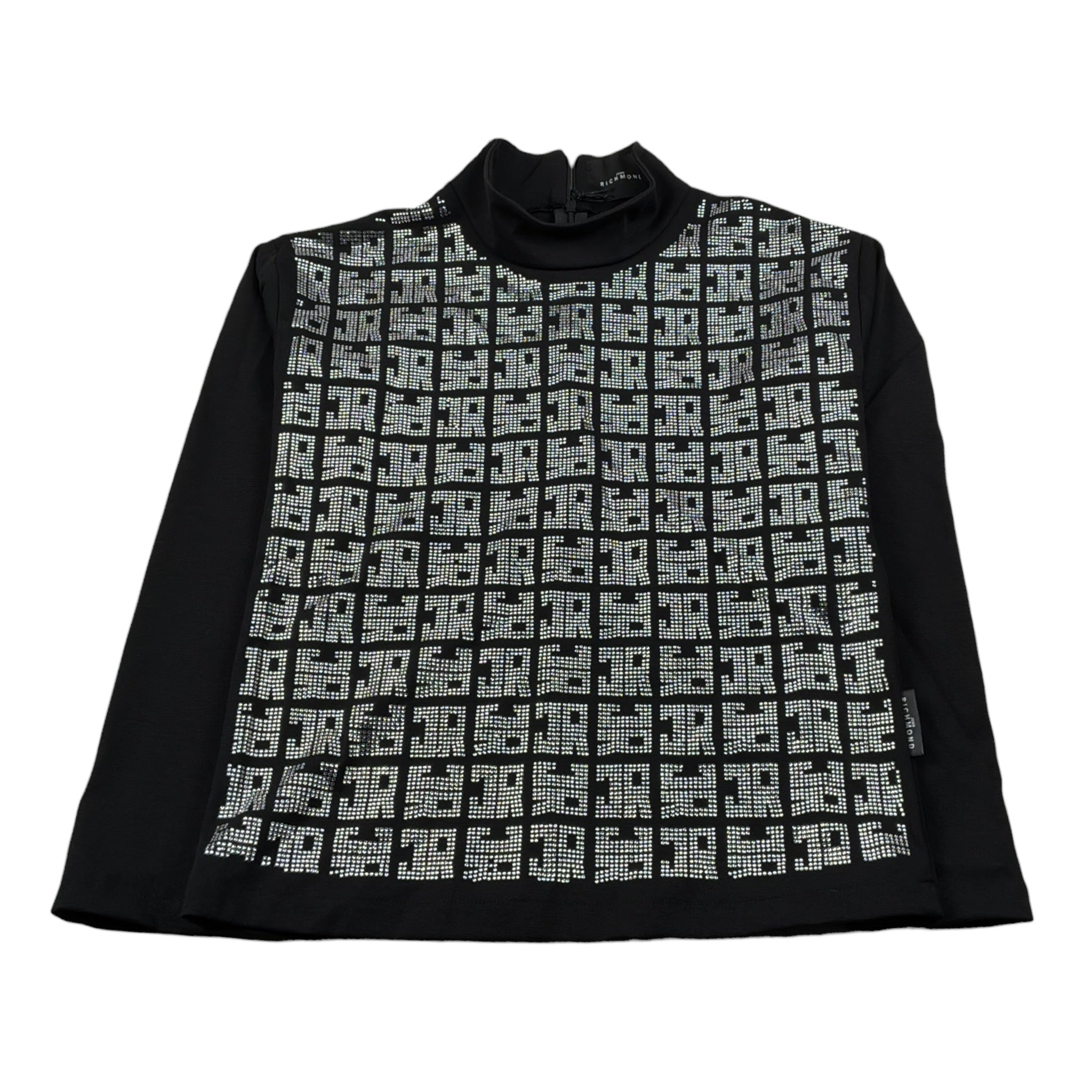 John Richmond Shirt Girocollo tinta unita con Brillantini Nero per Bambina RGA25181TS NERO JOHN RICHMOND 