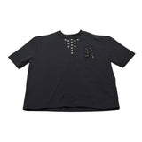 John Richmond T-Shirt Girocollo tinta unita con Logo Nero per Bambina RGA26037TS NERO JOHN RICHMOND 