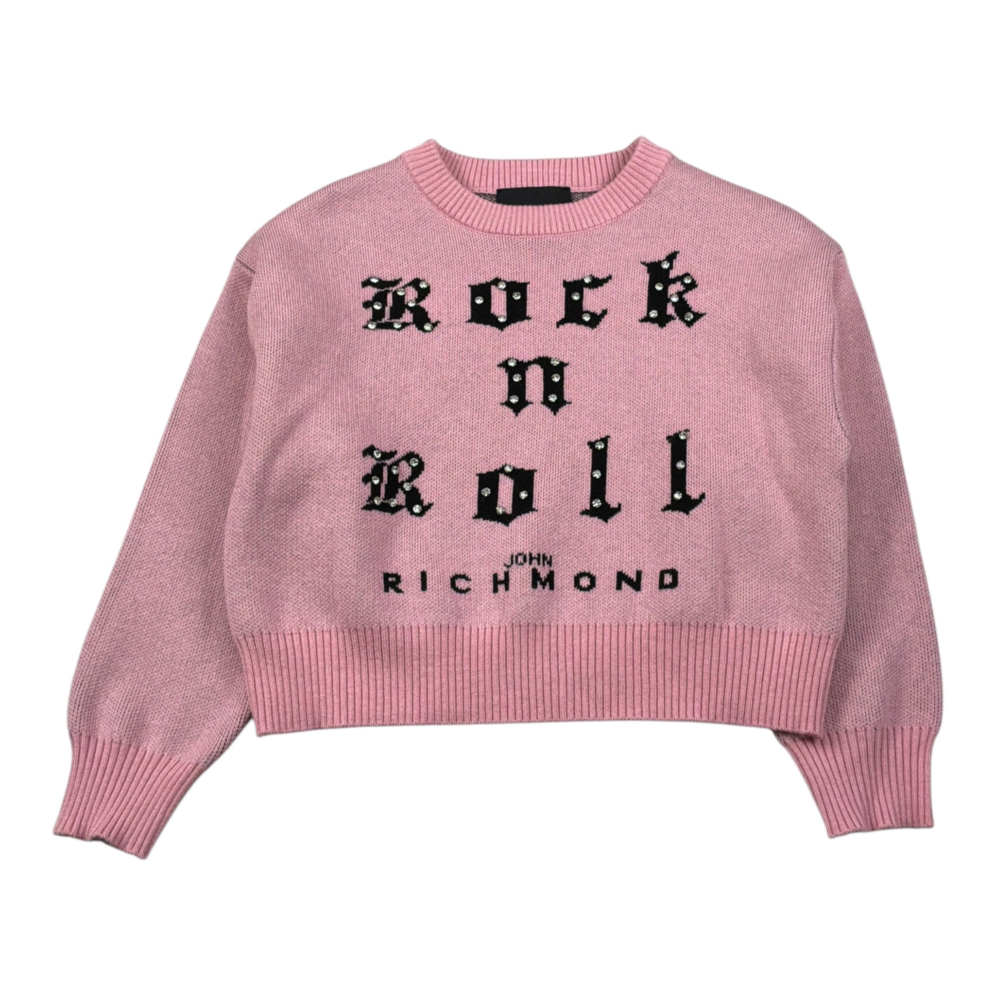 John Richmond Maglia tinta unita con Stampa Rosa per Bambina RGA26061MA ROSA JOHN RICHMOND 