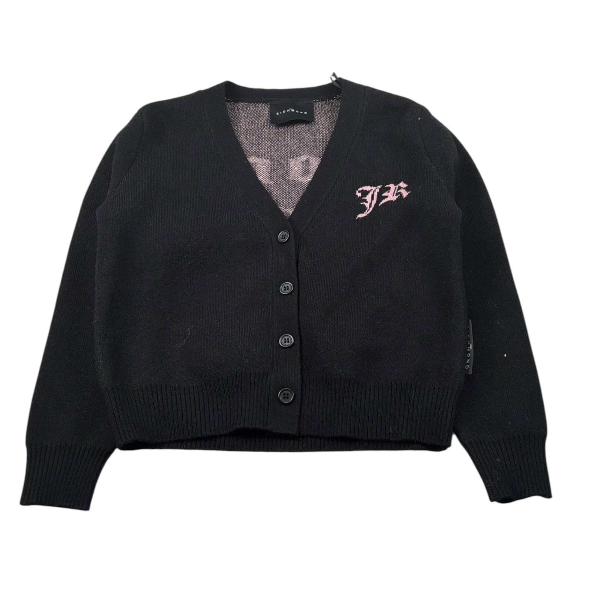 John Richmond Cardigan tinta unita con Stampa Nero per Bambina RGA26062CD NERO JOHN RICHMOND 
