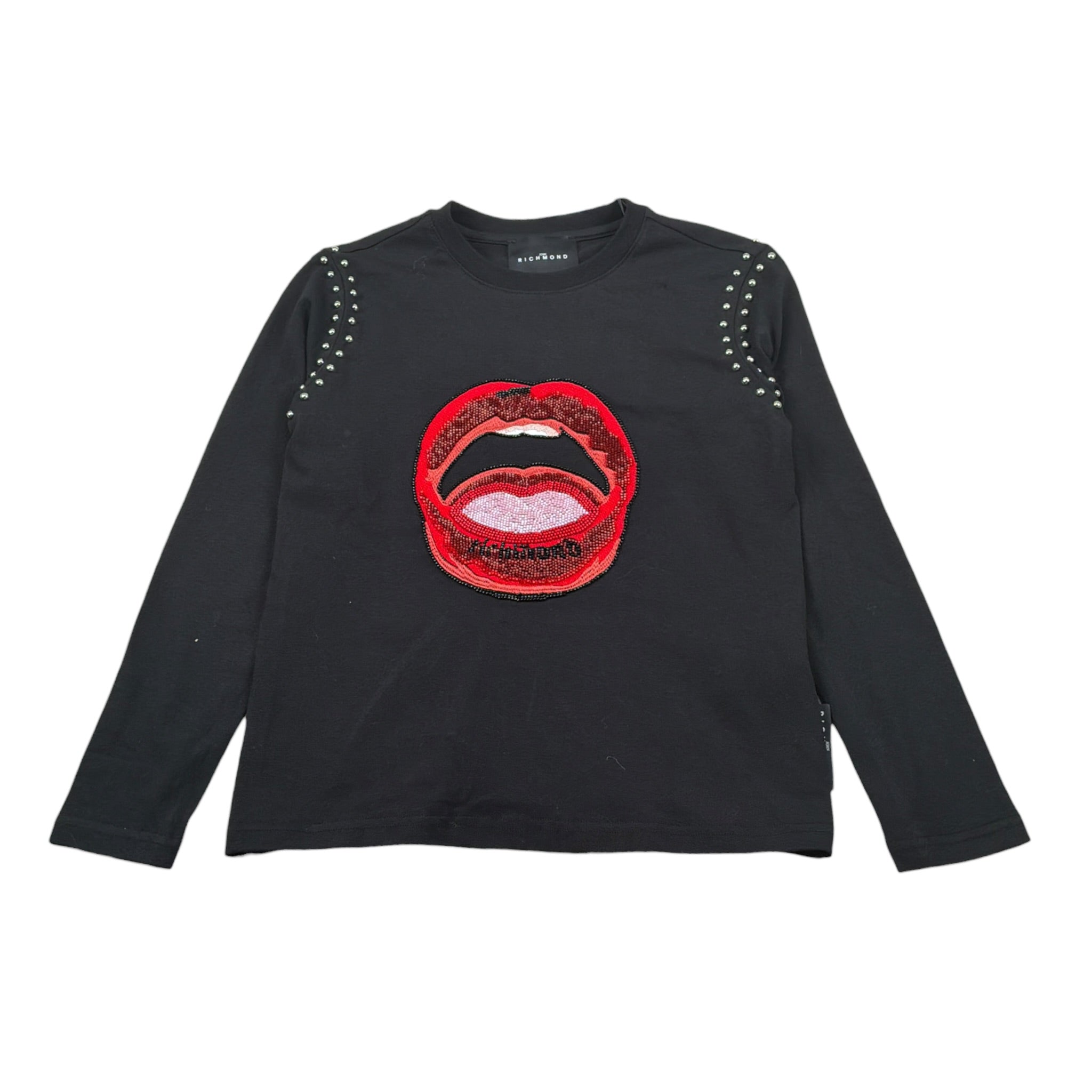 John Richmond Shirt Girocollo tinta unita con Applicazioni Nero per Bambina RGA2608ETS NERO JOHN RICHMOND 