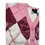 John Richmond Cardigan Stampa Fantasia Rombi Rosa/Bianco per Bambina RGA26129CD ROSA/BIANCO JOHN RICHMOND 