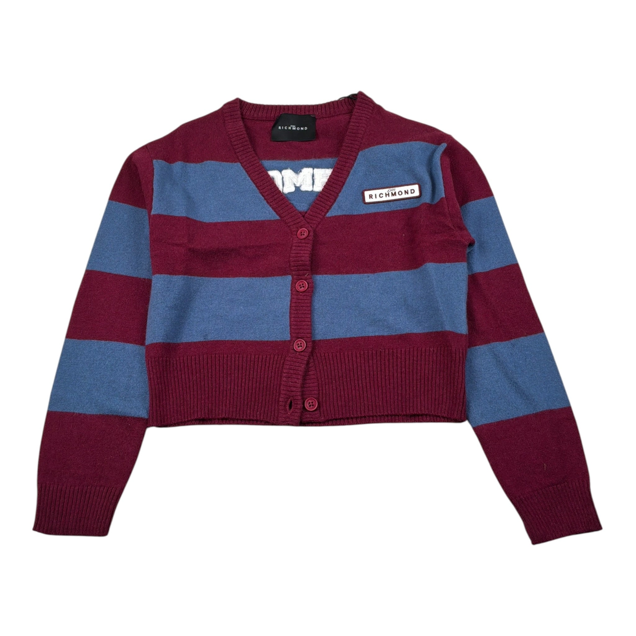 John Richmond Cardigan Bicolore con Fantasia A Righe Rosso/Azzurro per Bambina RGA26158CD ROSSO/AZZURRO JOHN RICHMOND 