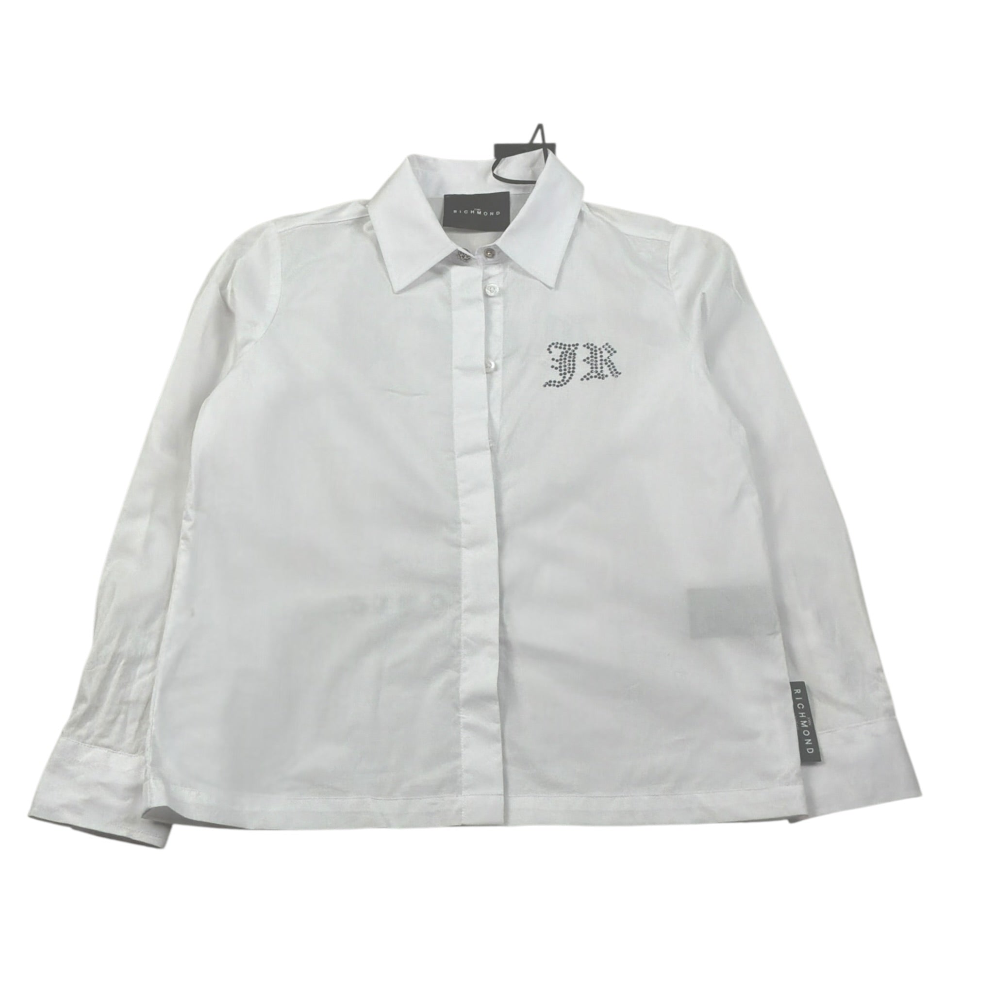 John Richmond Camicia Manica Lunga tinta unita Co Brillantini Bianco per Bambina RGA26174CA BIANCO JOHN RICHMOND 