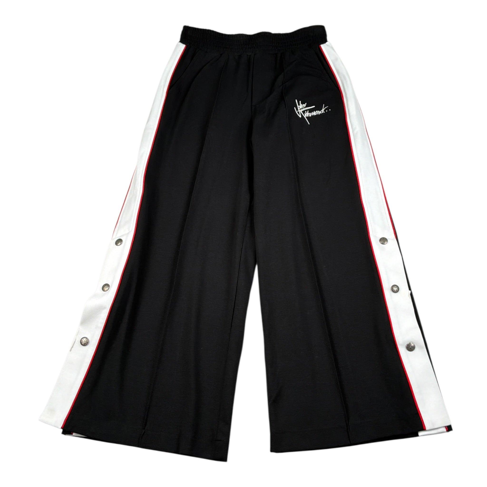 John Richmond Pantalone Modello A Palazzo tinta unita con Profili In Contrasto Nero per Bambina RGA26176PA NERO JOHN RICHMOND 