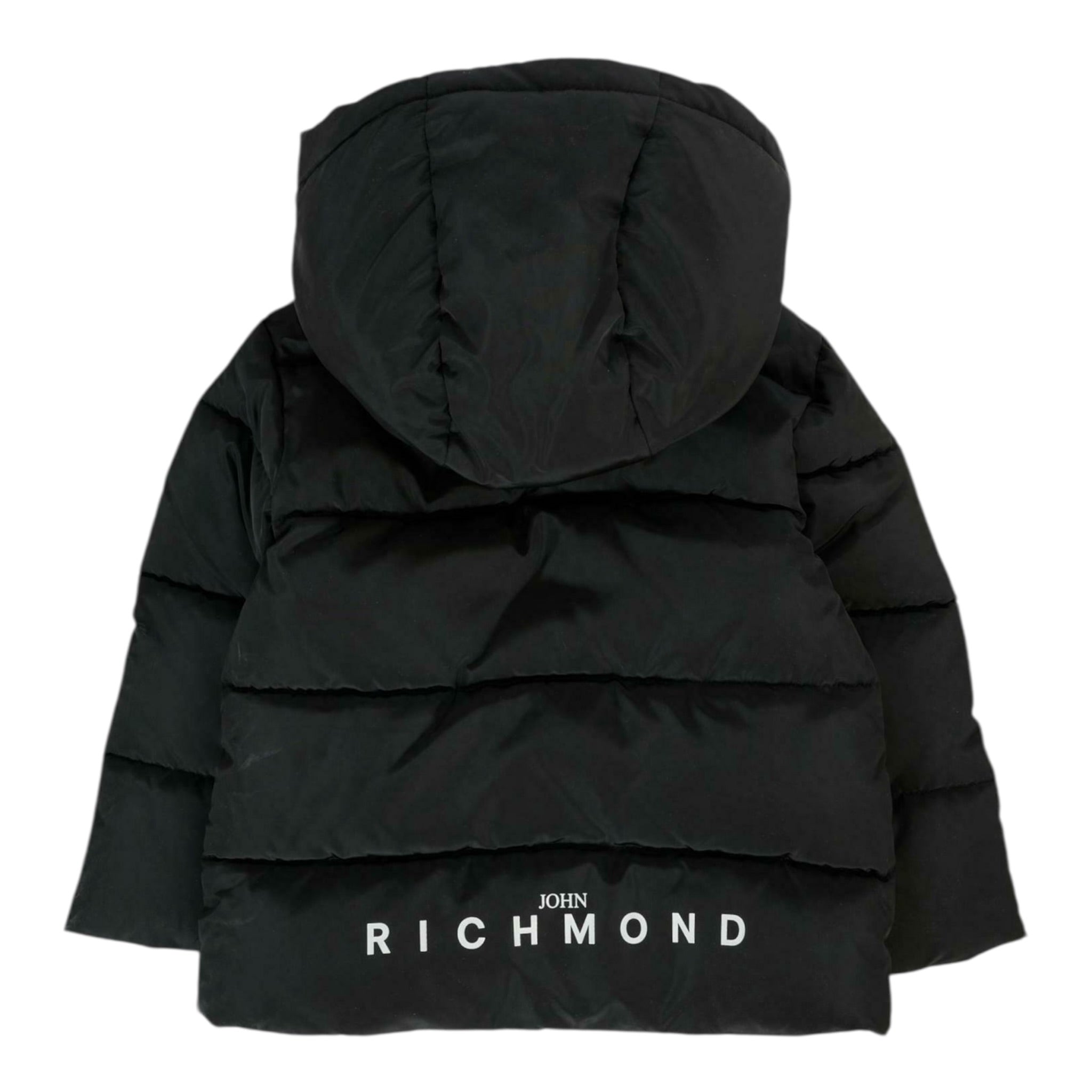 John Richmond Giubbino tinta unita con Cappuccio Stampe Logo Nero per Neonato RIA25011PI NERO JOHN RICHMOND 
