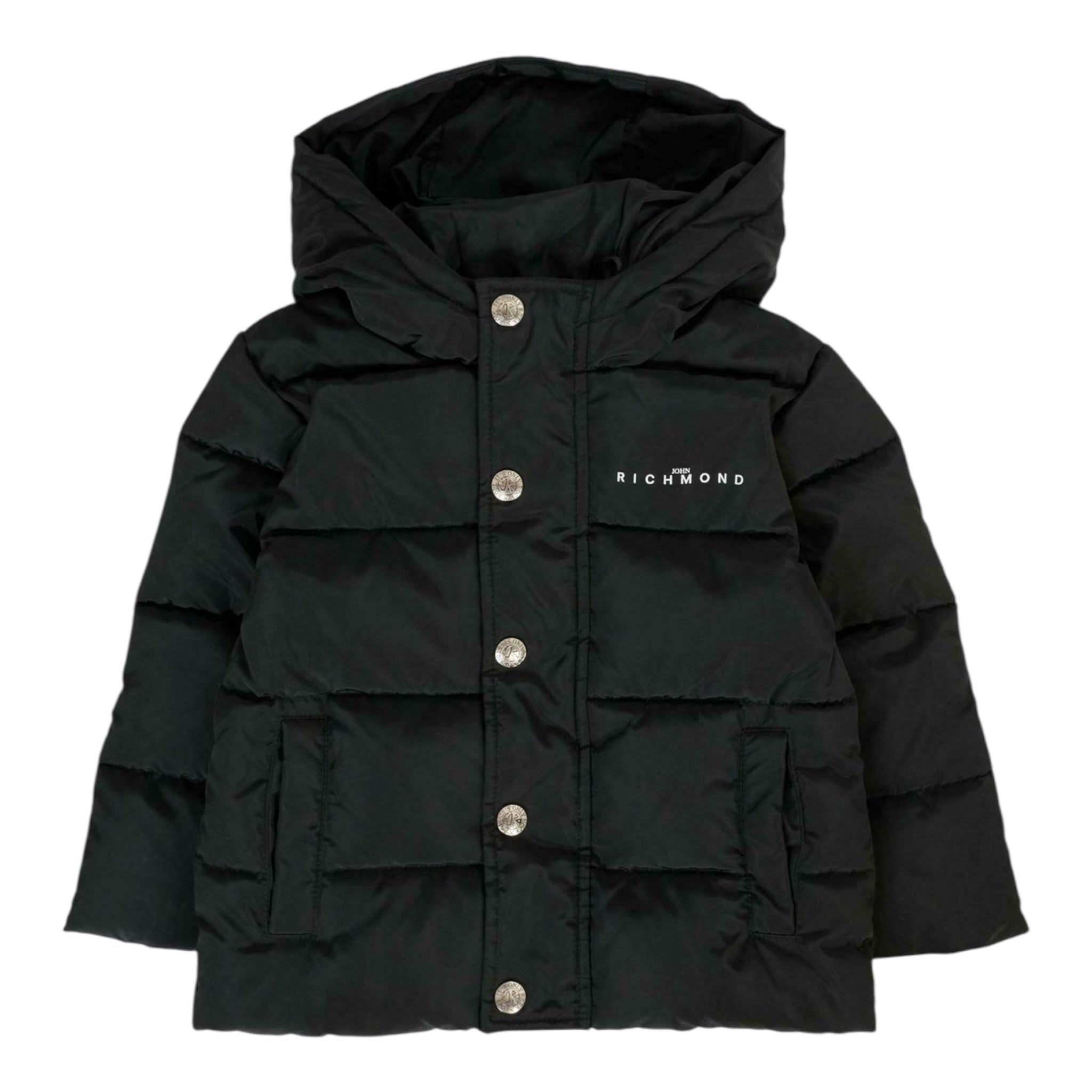 John Richmond Giubbino tinta unita con Cappuccio Stampe Logo Nero per Neonato RIA25011PIXX NERO JOHN RICHMOND 