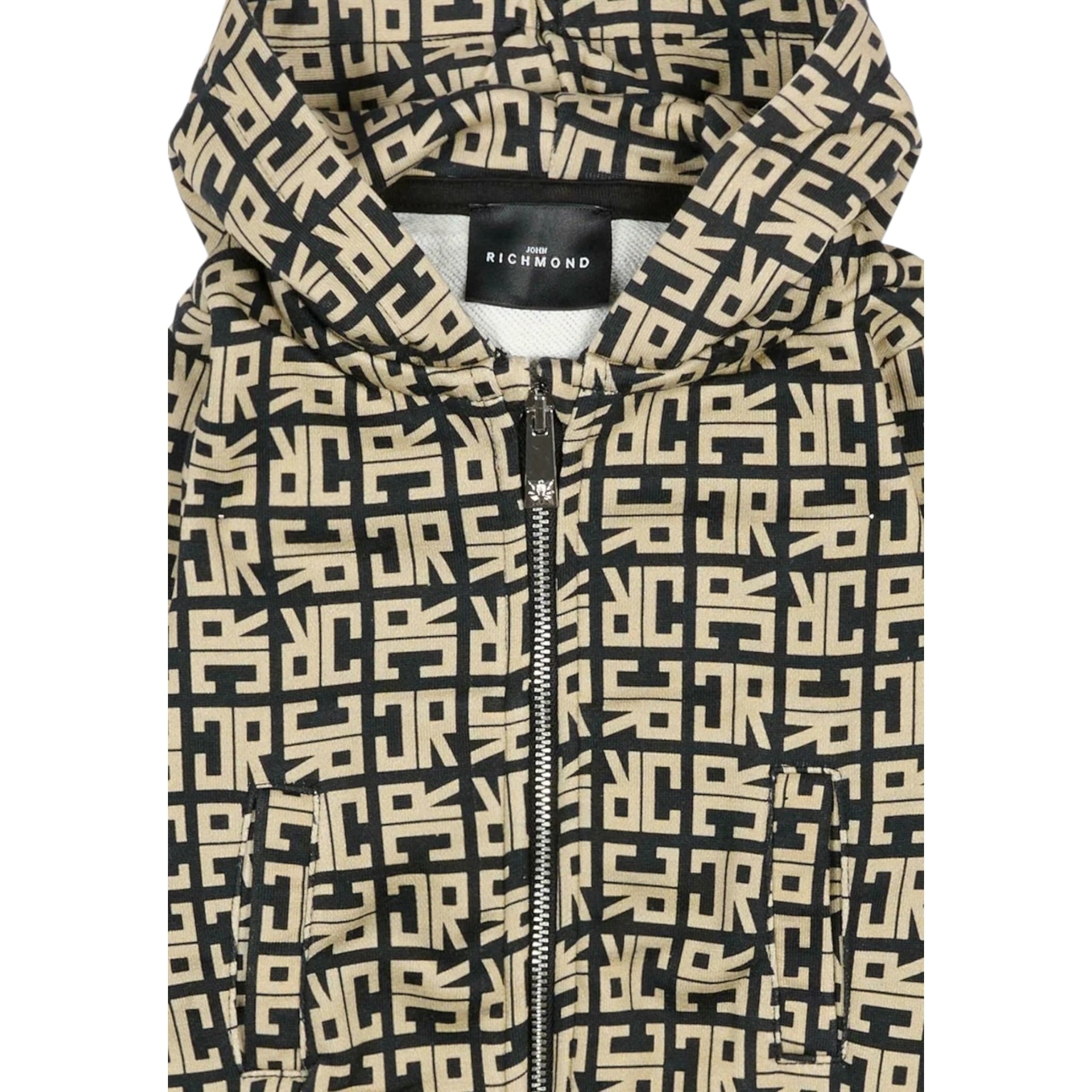 John Richmond Felpa con Zip E Cappuccio Bicolore Nero/Beige per Neonato RIA25047FE NERO/BEIGE JOHN RICHMOND 