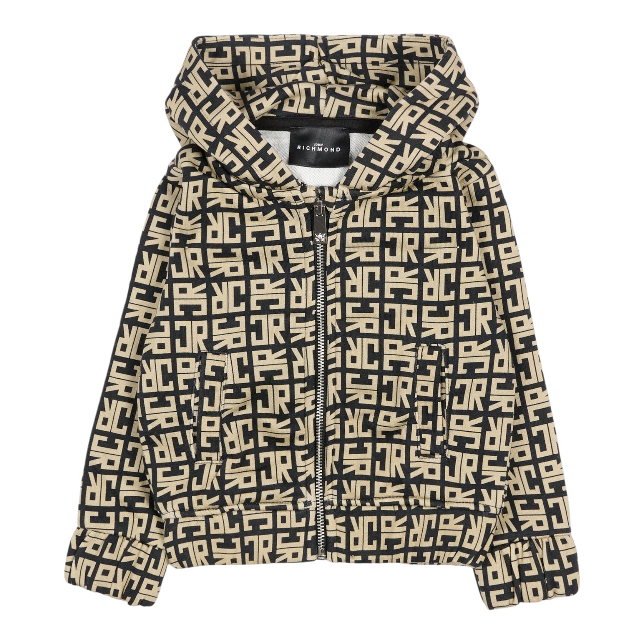 John Richmond Felpa con Zip E Cappuccio Bicolore Nero/Beige per Neonato RIA25047FEXX NERO/BEIGE JOHN RICHMOND 