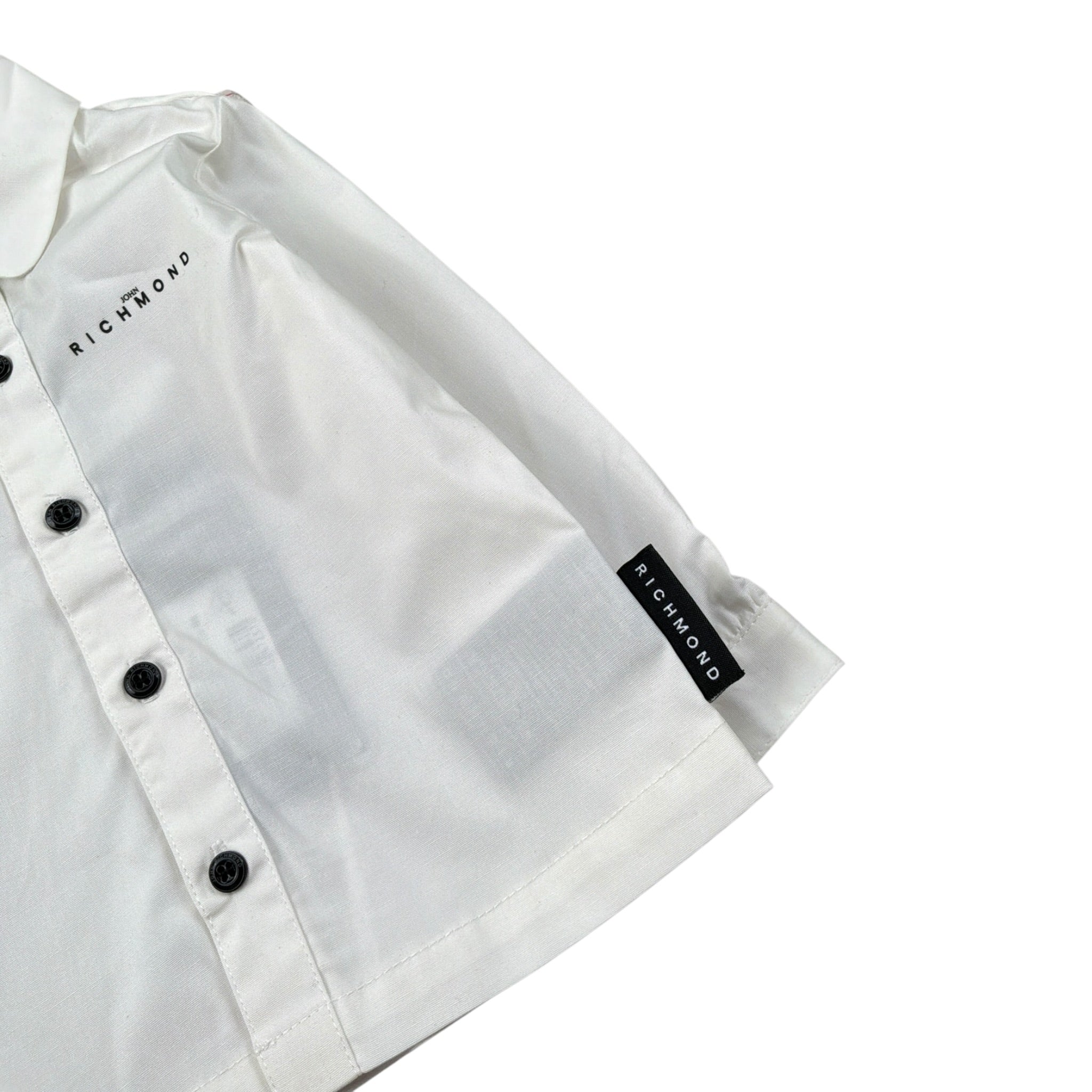 John Richmond Camicia tinta unita con Bottoni In Contrasto Bianco per Neonato RIA26032CA BIANCO JOHN RICHMOND 