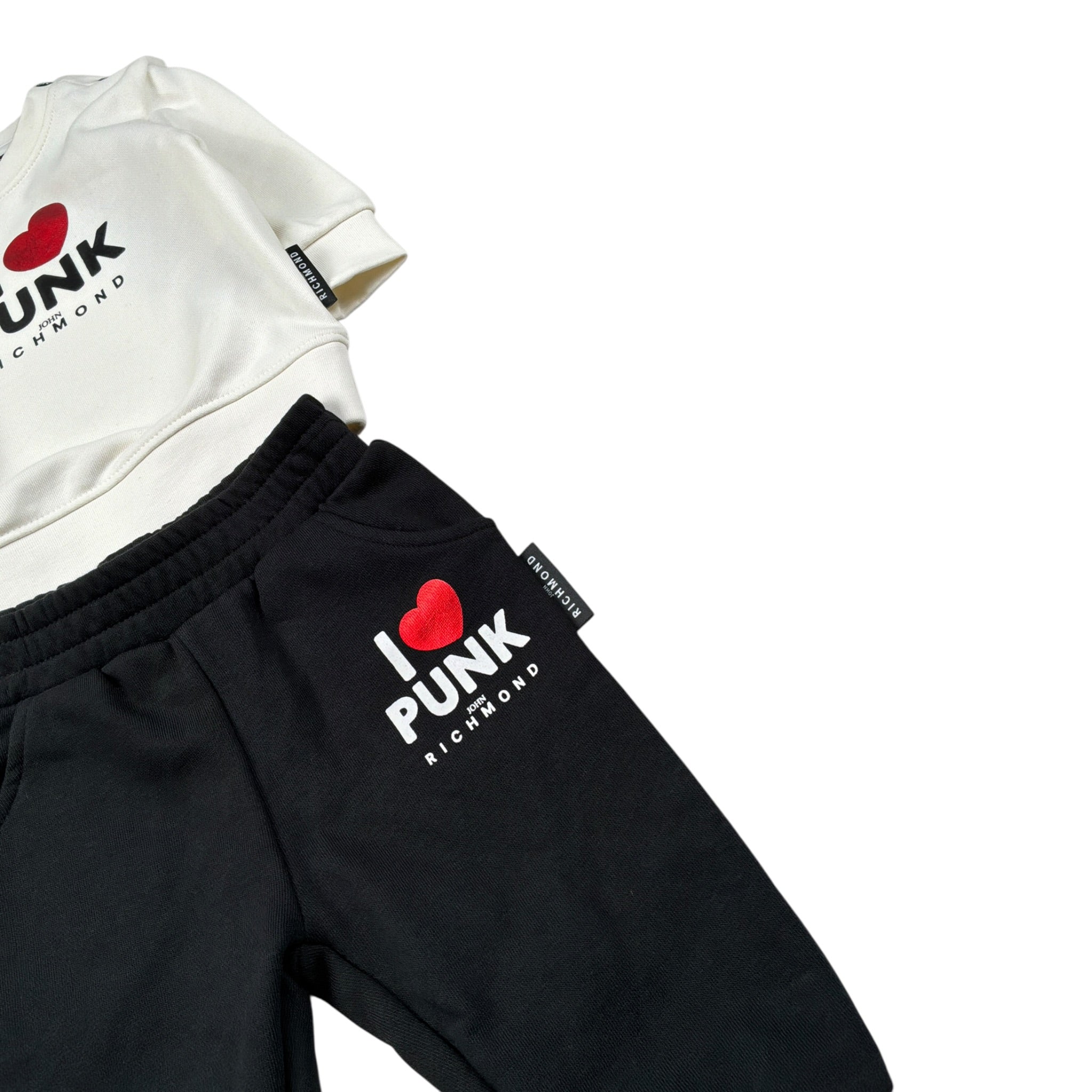 John Richmond Completo 2Pz Felpa-Pantalone Bianco/Nero per Neonata RIA26080CF BIANCO/NERO JOHN RICHMOND 
