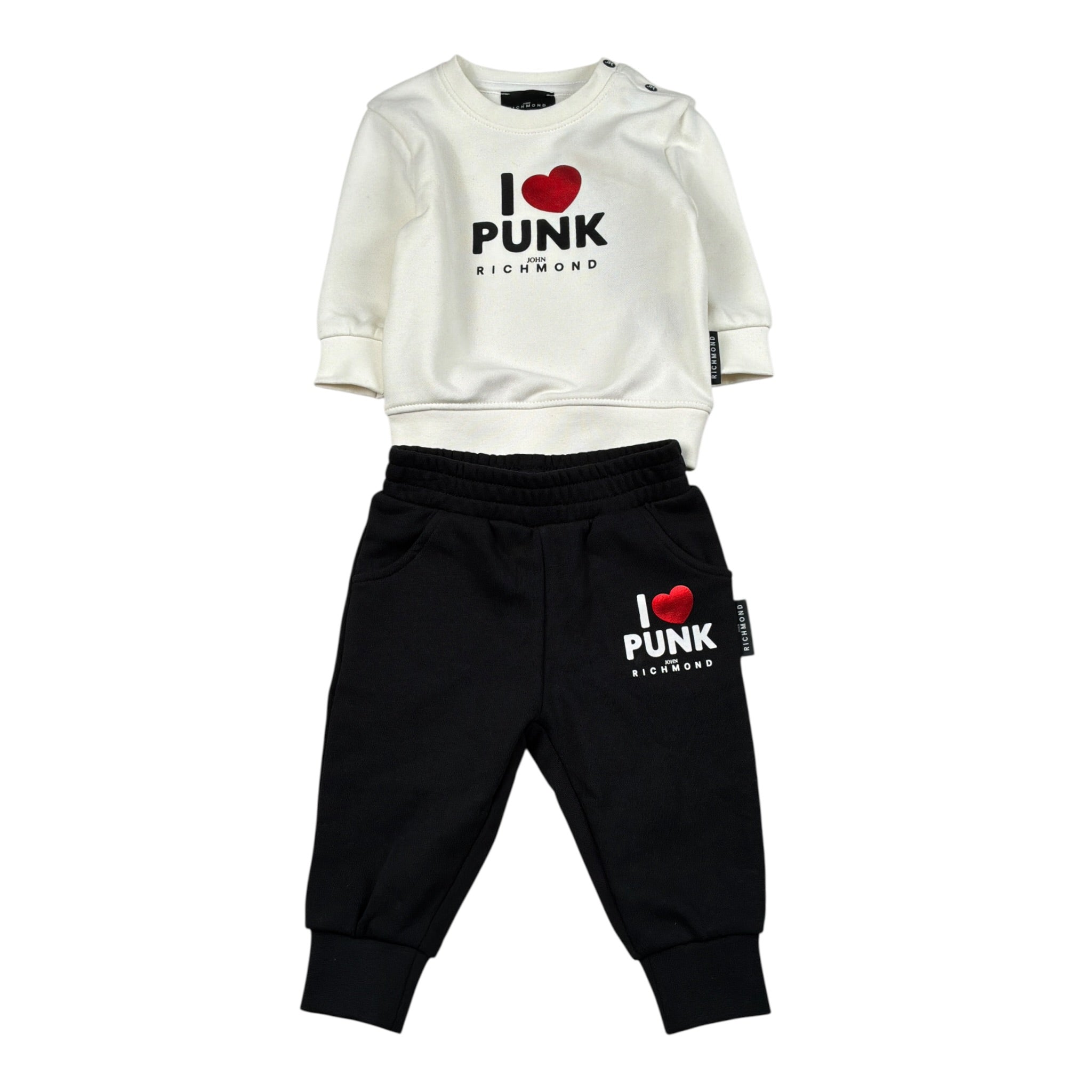 John Richmond Completo 2Pz Felpa-Pantalone Bianco/Nero per Neonata RIA26080CF BIANCO/NERO JOHN RICHMOND 