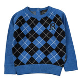 John Richmond Maglia Bicolore con Fantasia Quadri Blu per Neonato RIA26120MA BLU JOHN RICHMOND 