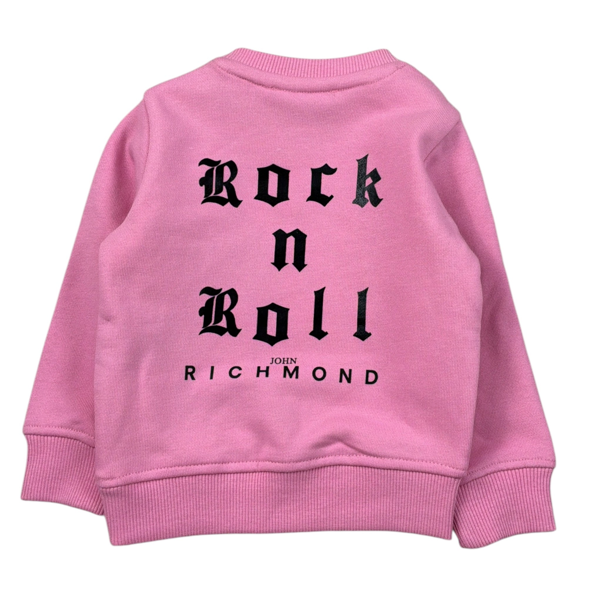 John Richmond Felpa Girocollo tinta unita con Stampa Rosa per Neonata RIA28064CF ROSA JOHN RICHMOND 