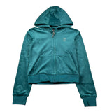 Juicy Couture Felpa con Zip E Cappuccio tinta unita In Velluto Verde per Bambina JBX6358 VERDE JUICY COUTURE 