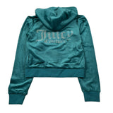 Juicy Couture Felpa con Zip E Cappuccio tinta unita In Velluto Verde per Bambina JBX6358 VERDE JUICY COUTURE 