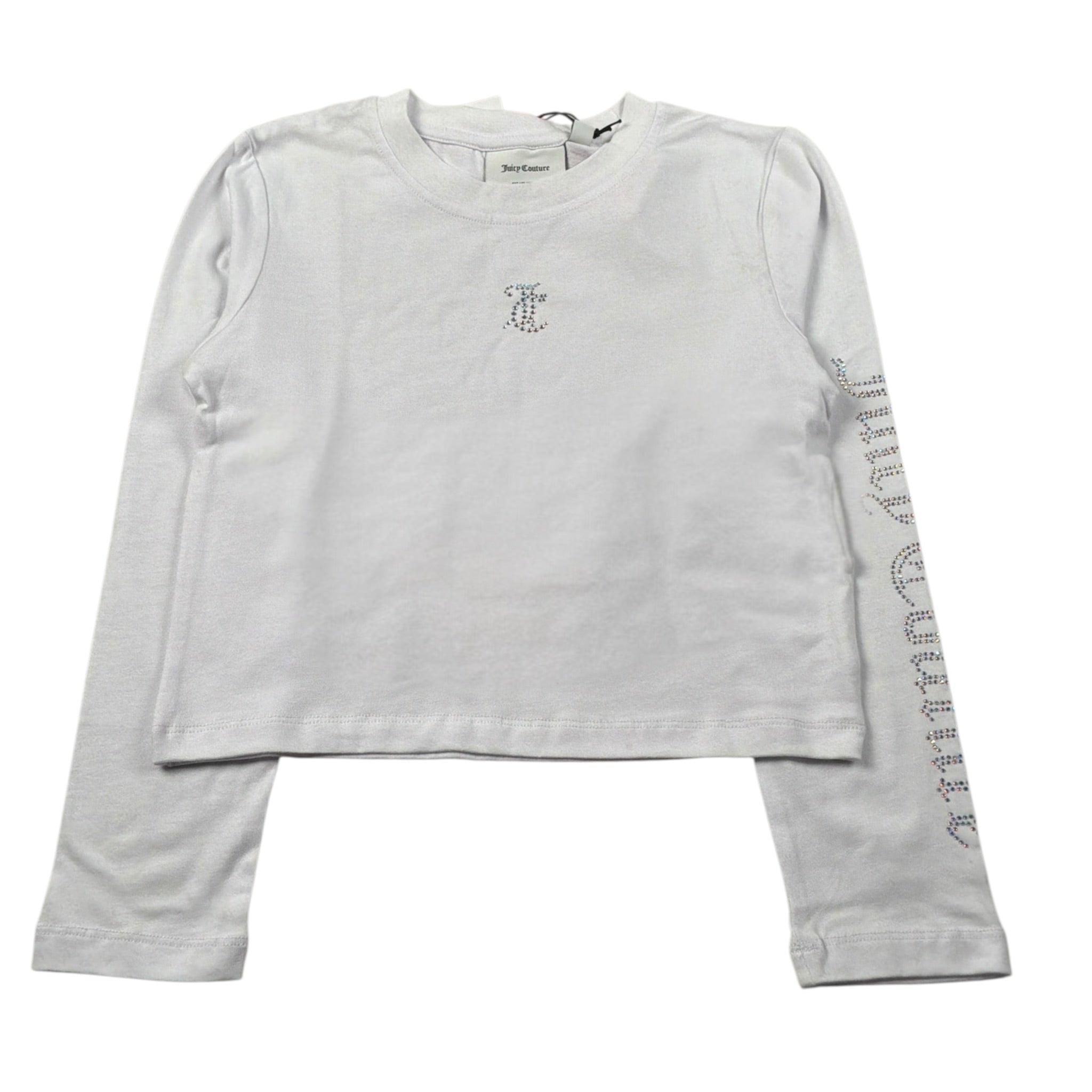 Juicy Couture Shirt Girocollo tinta unita con Brllantini Bianco per Bambina JBX6619 BIANCO JUICY COUTURE 