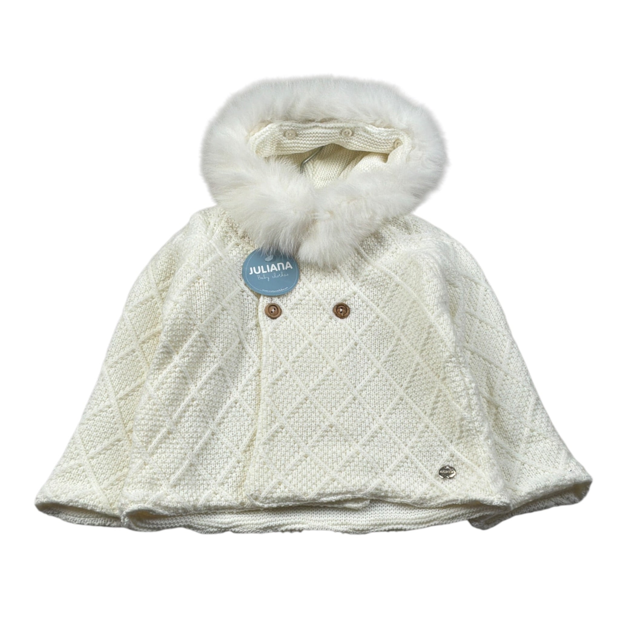 Juliana Cardigan tinta unita con Cappuccio Panna per Neonata 24699X PANNA JULIANA 