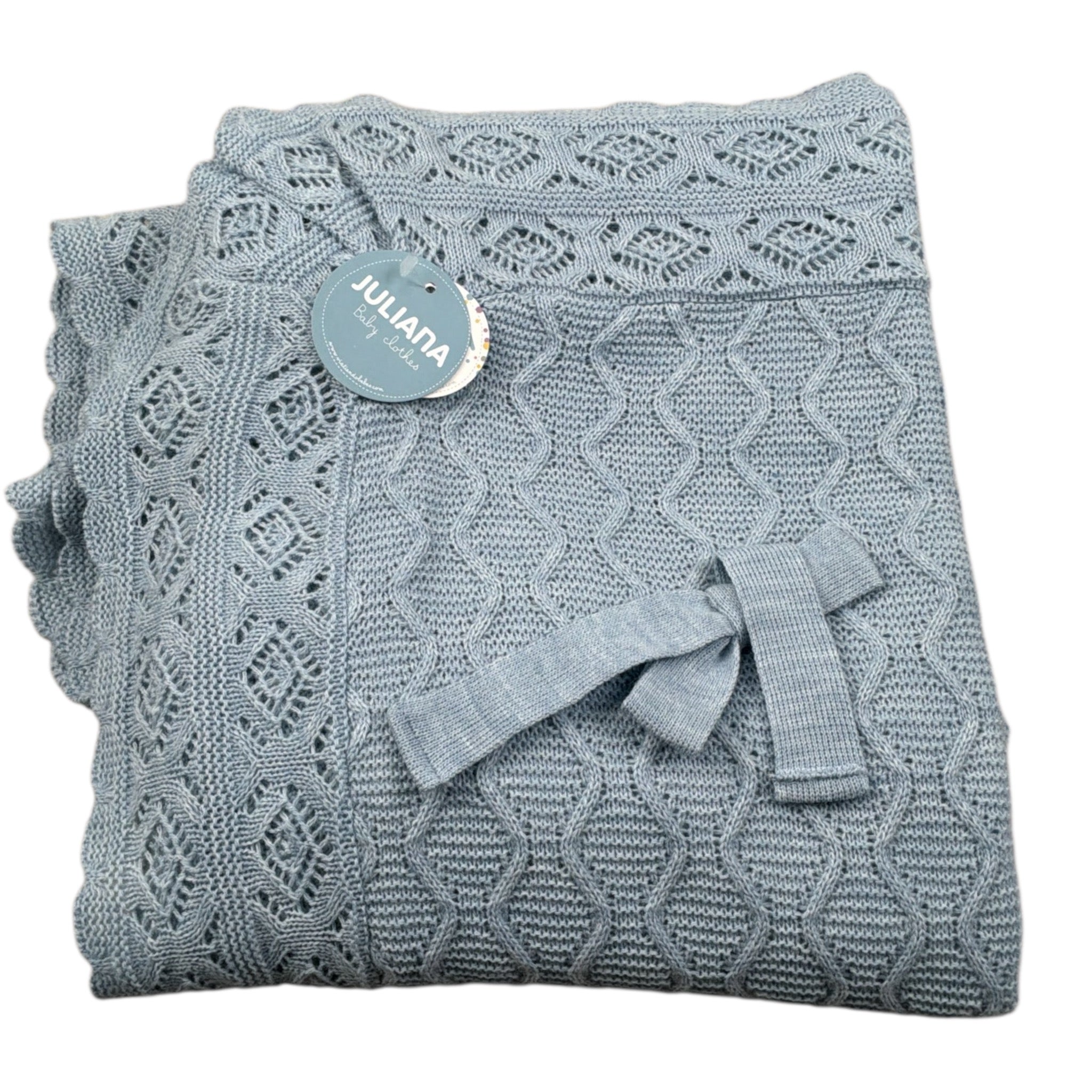Juliana Coperta tinta unita con Ricami Azzurro per Neonata 25512 AZZURRO JULIANA 
