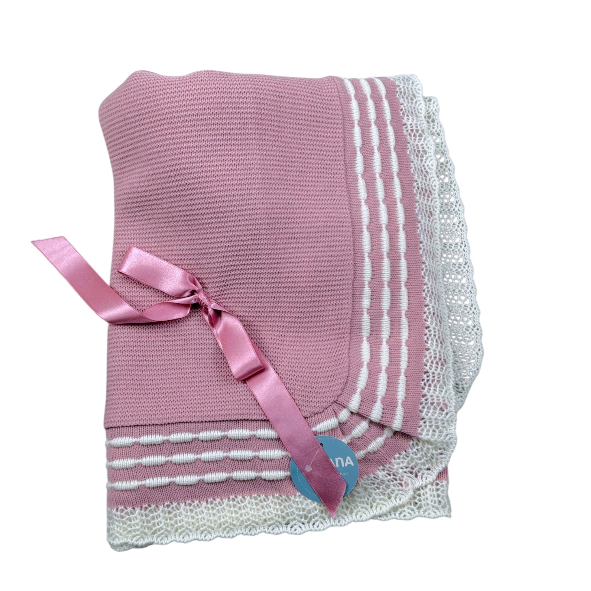 Juliana Coperta tinta unita con Ricami Rosa per Neonata 25512 ROSA JULIANA 