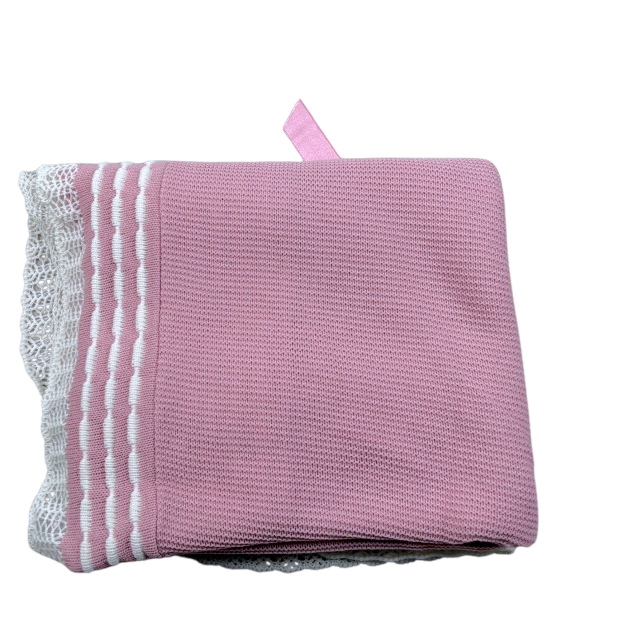 Juliana Coperta tinta unita con Ricami Rosa per Neonata 25512 ROSA JULIANA 
