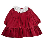 Juliana Abito Manica Lunga tinta unita In Camoscio Rosso per Neonata 25672 ROSSO JULIANA 
