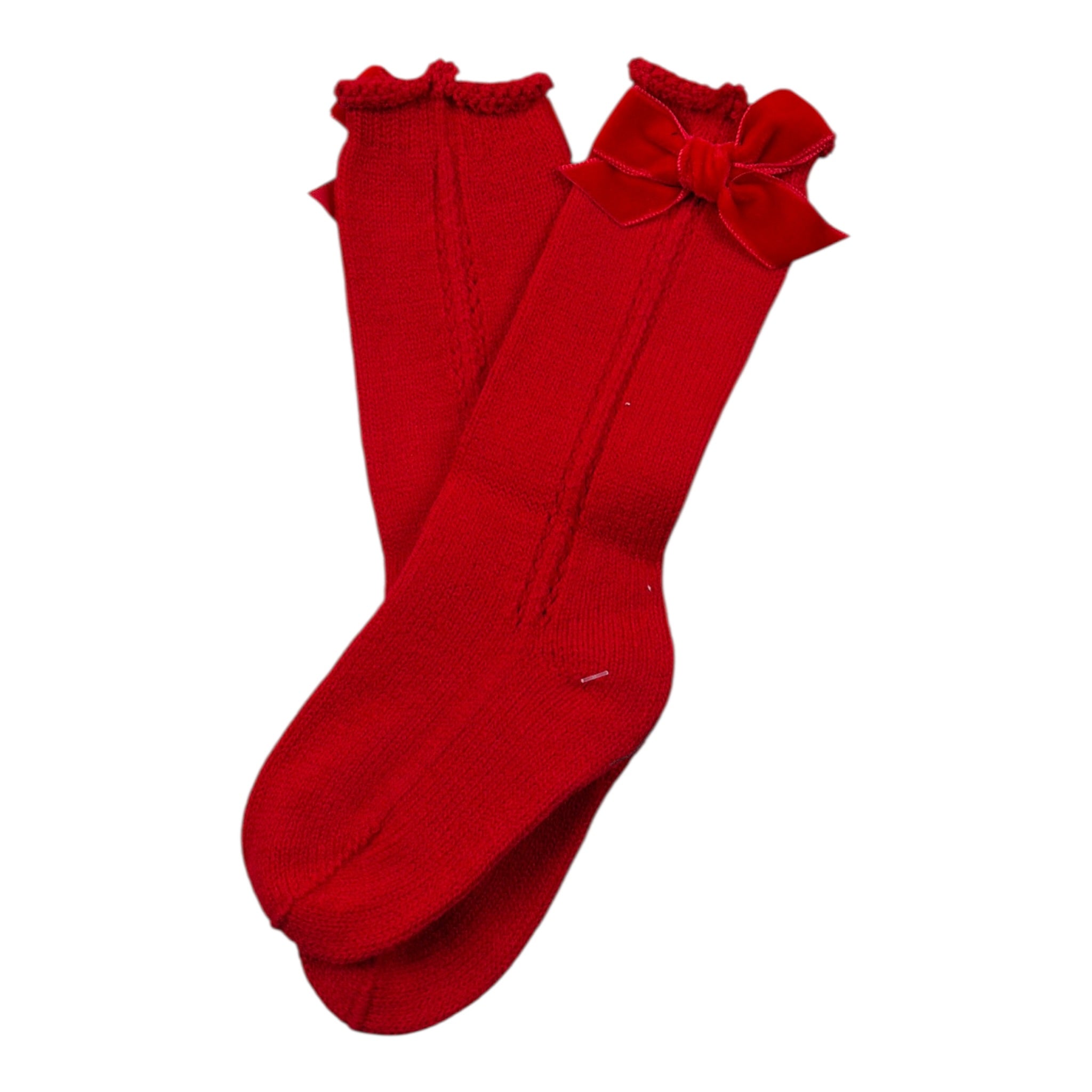 Juliana Calzini tinta unita con Fiocco Rosso per Neonata 522 ROSSO JULIANA 