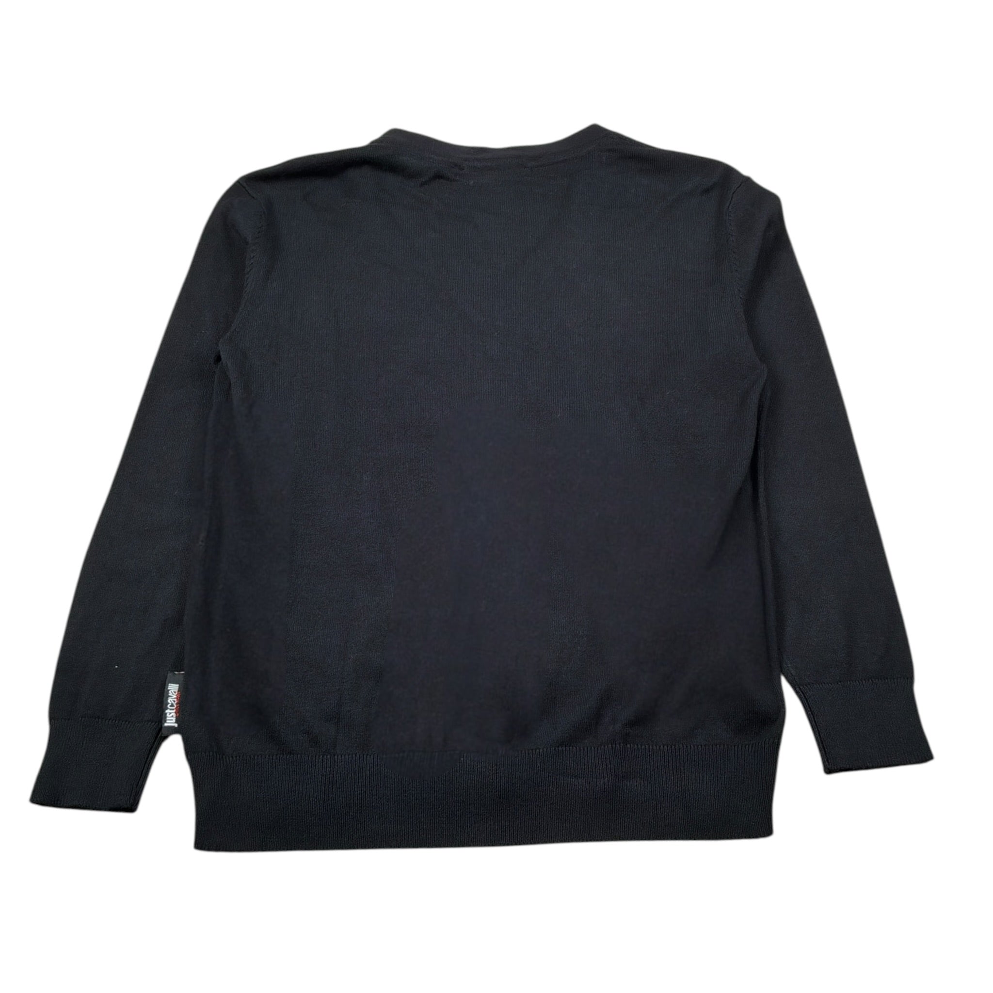Just Cavalli Cardigan Tinta Jnita con Logo Nero per Bambino JBA26092CD NERO JUST CAVALLI 