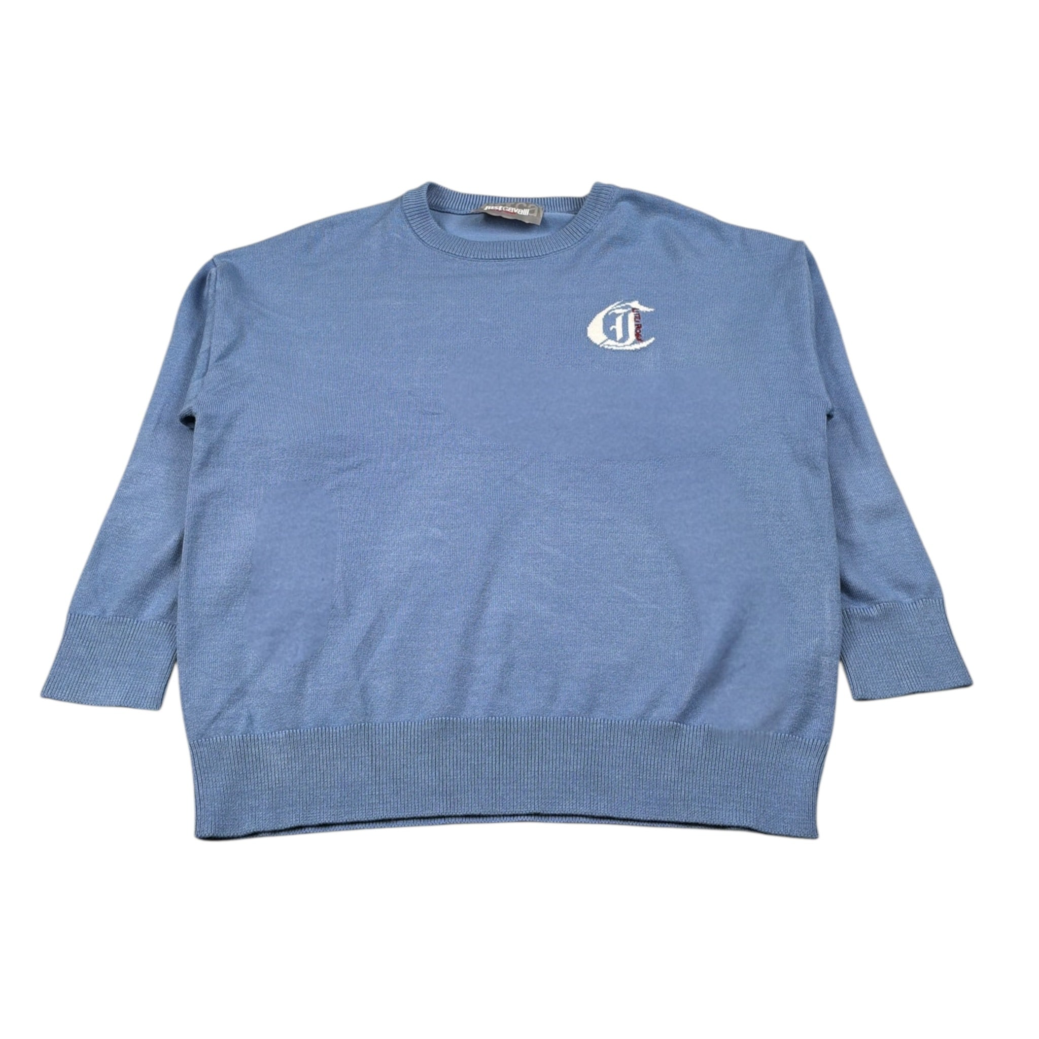 Just Cavalli Maglia Girocollo tinta unita con Logo Azzurro per Bambina JGA26011MA AZZURRO JUST CAVALLI 