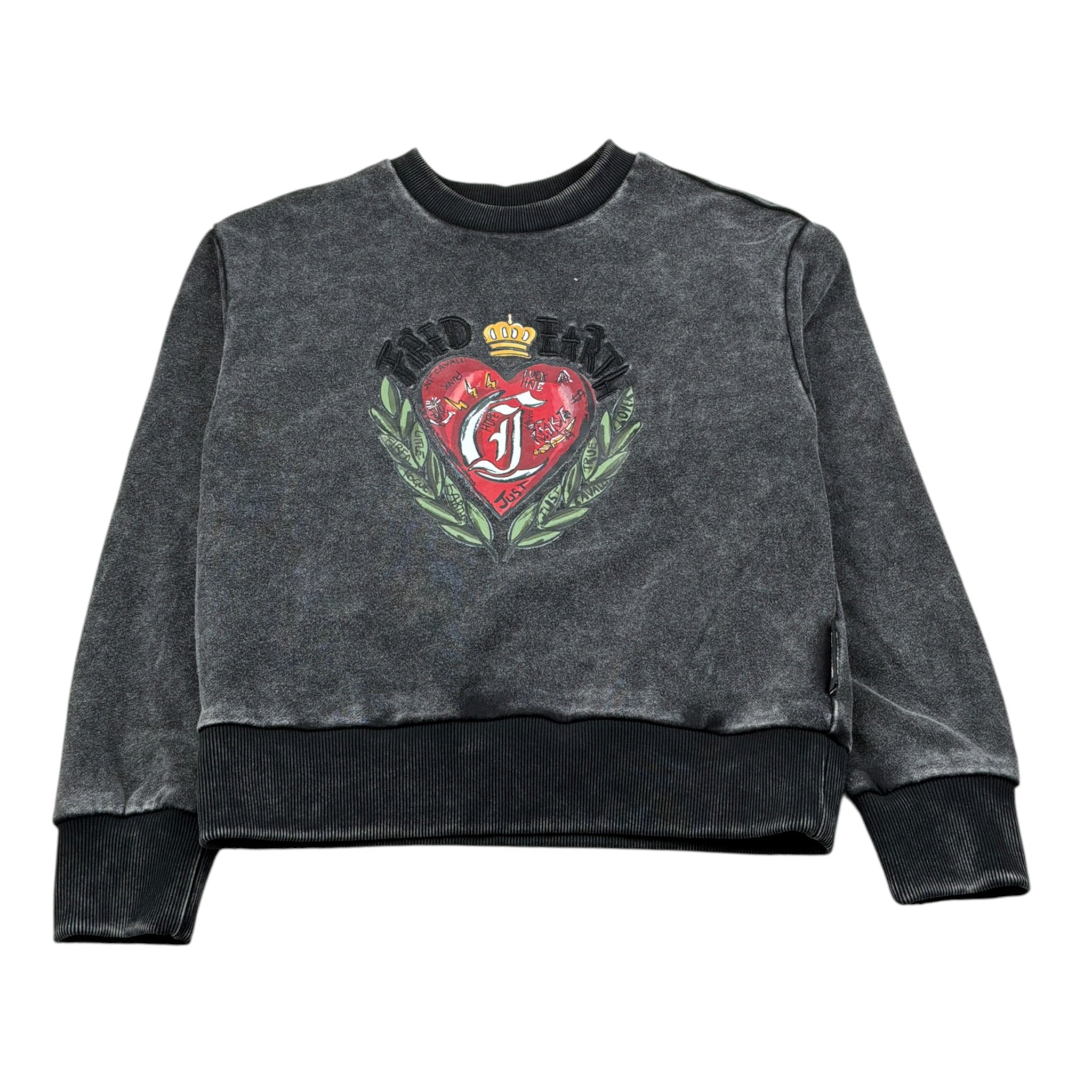 Just Cavalli Felpa Chiusa Girocollo tinta unita con Stampa Grigio per Bambino JGA26029FE GRIGIO JUST CAVALLI 