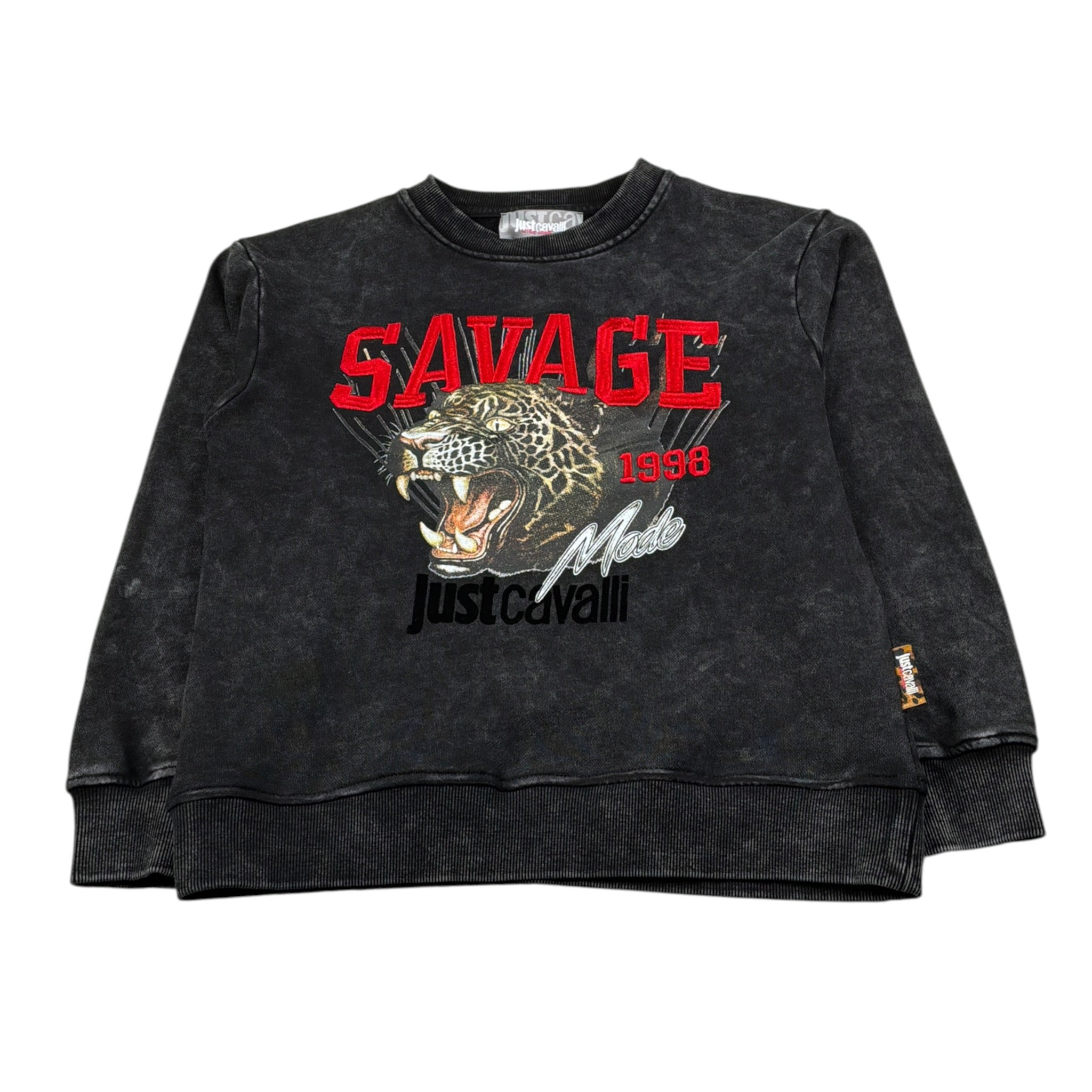 Just Cavalli Felpa Chiusa Girocollo Tint Unita con Logo Nero per Bambino JGA26064FE NERO JUST CAVALLI 