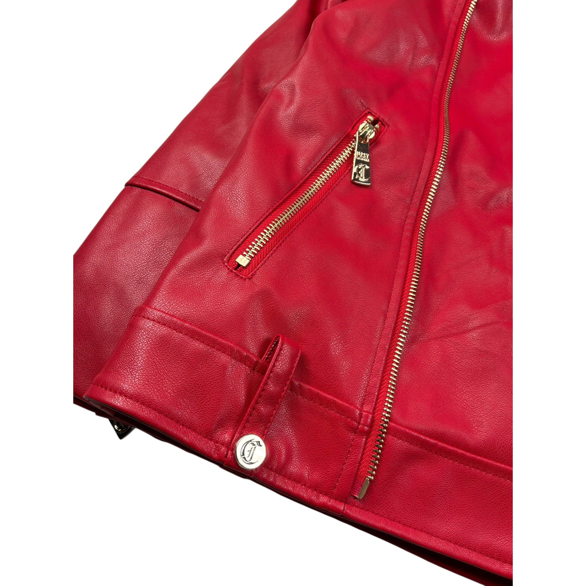 Just Cavalli Chiodo In Ecopelle tinta unita con Colletto Rosso per Bambina JGA26067GB ROSSO JUST CAVALLI 