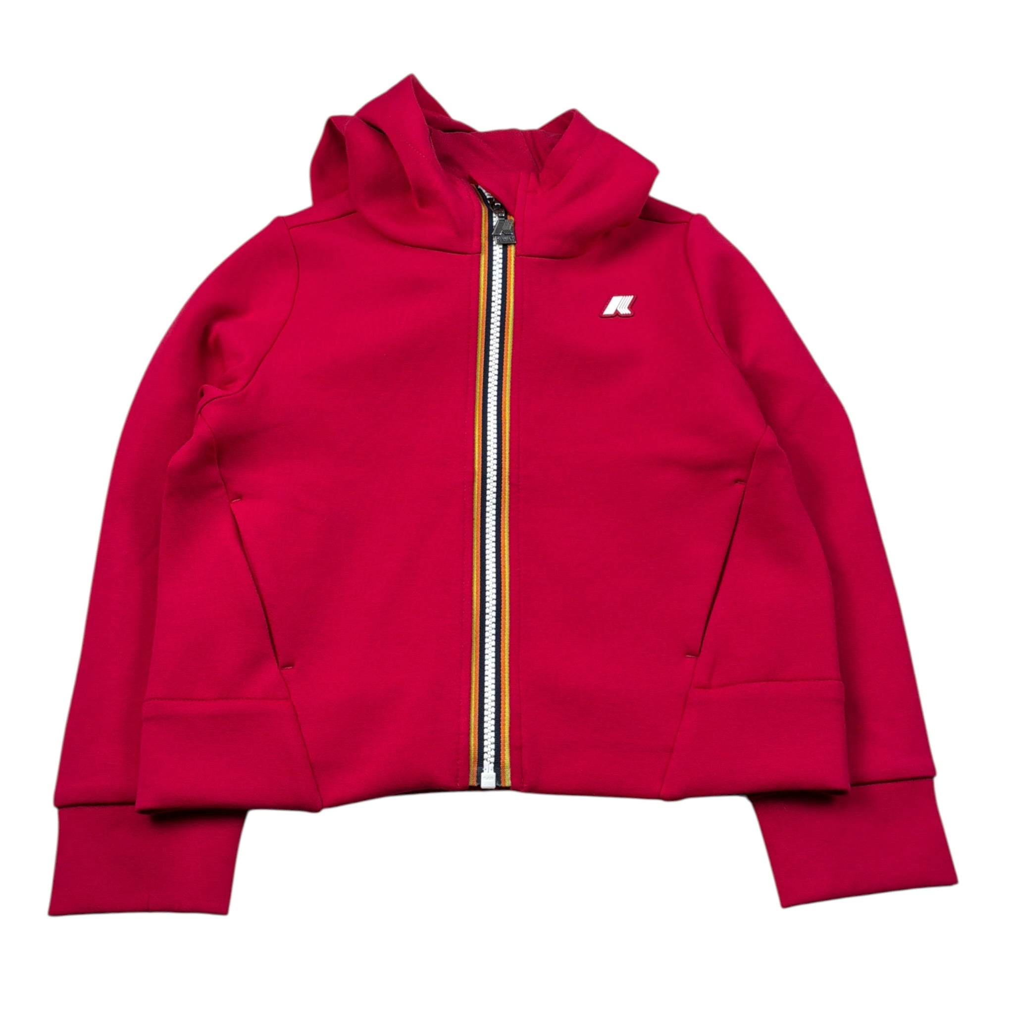 K-Way Felpa con Zip E Cappuccio tinta unita con Logo Fuxia per Bambina K1127LW FUXIA K-WAY 