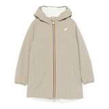 K-Way Giubbino Reversibile Lungo con Zip E Cappuccio Verde/Panna per Bambina K11517WXX VERDE/PANNA K-WAY 